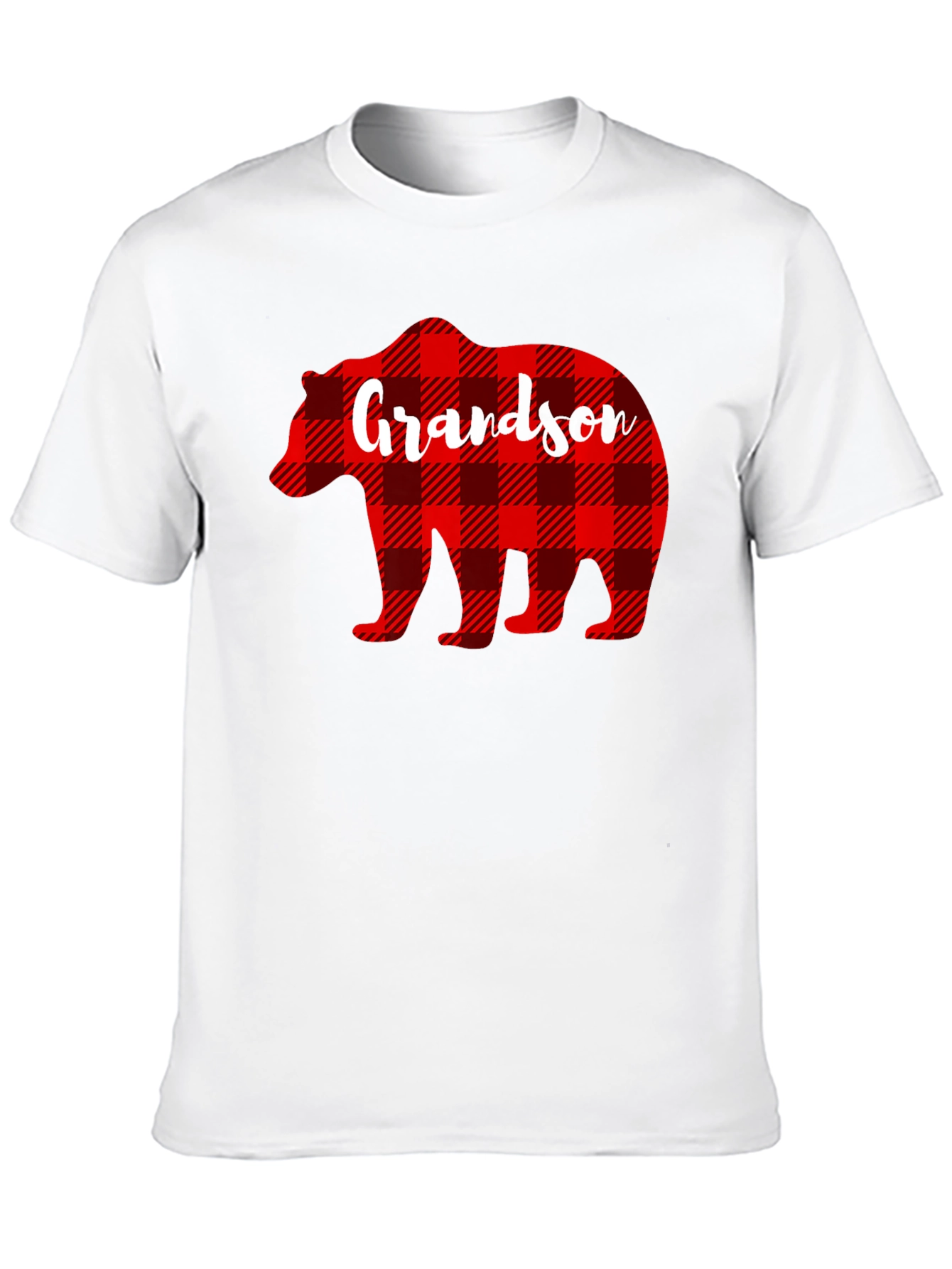 Grandson Bear Plaid Graphic T-Shirt