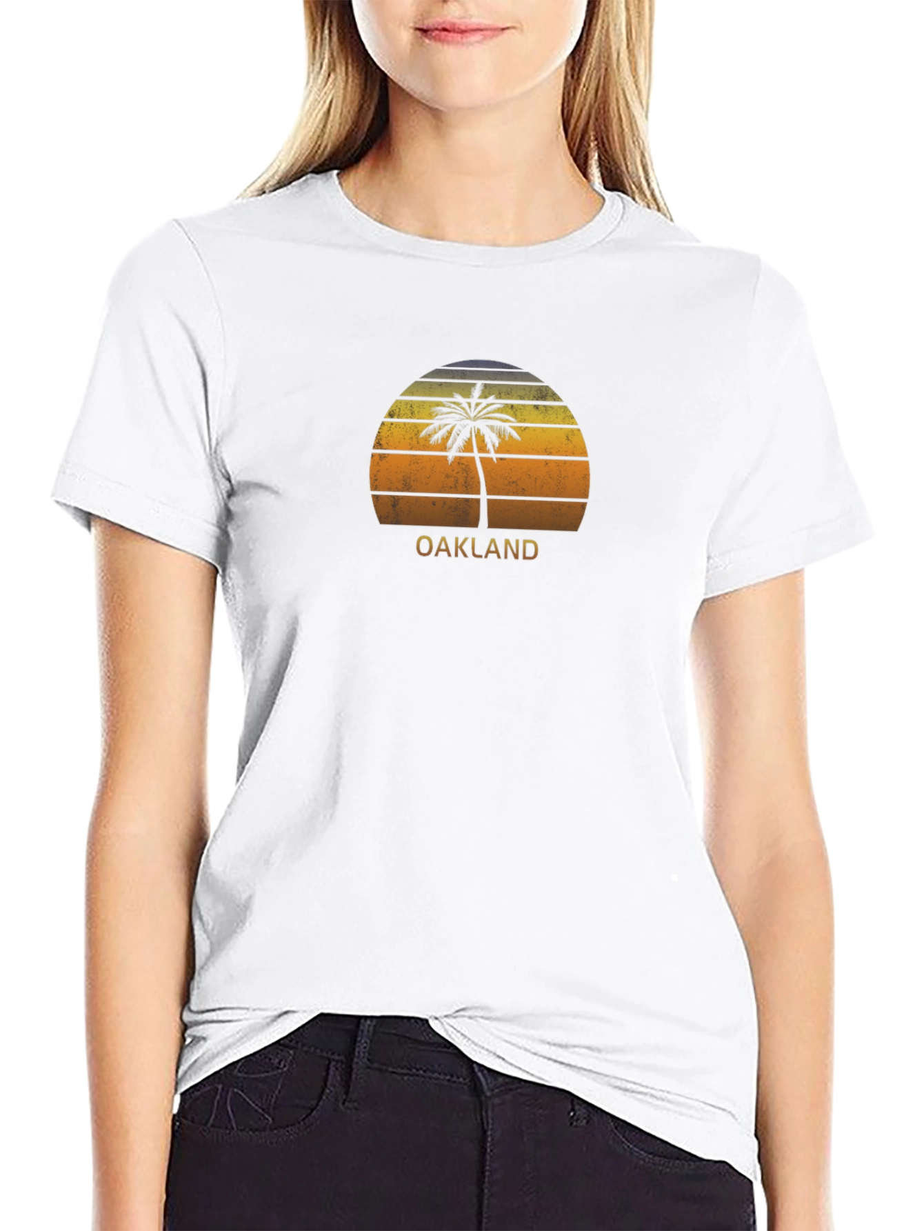 Oakland Palm Tree Retro Sunset Graphic Tee