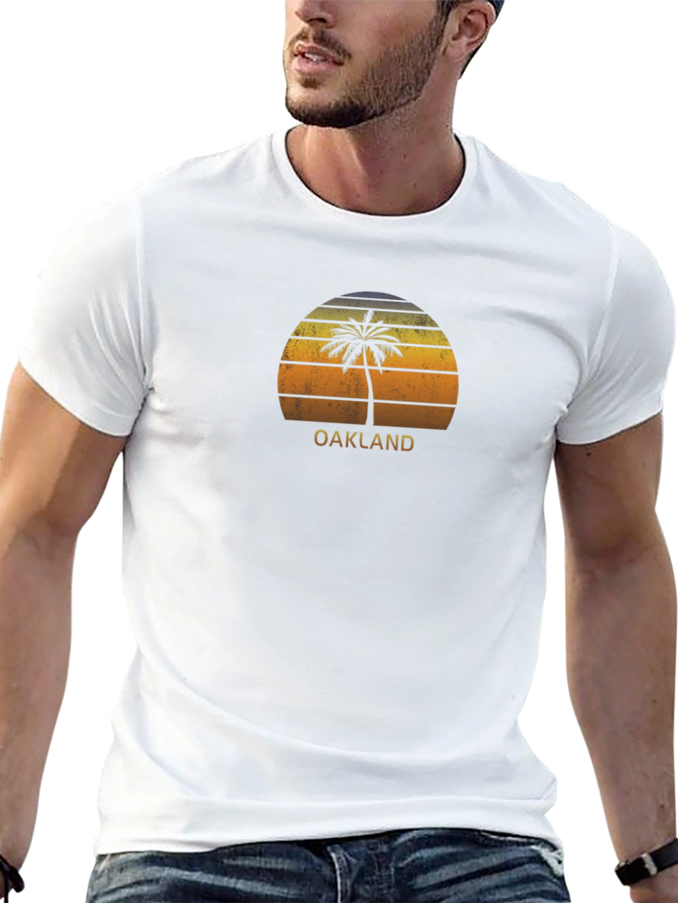 Oakland Palm Tree Retro Sunset Graphic Tee