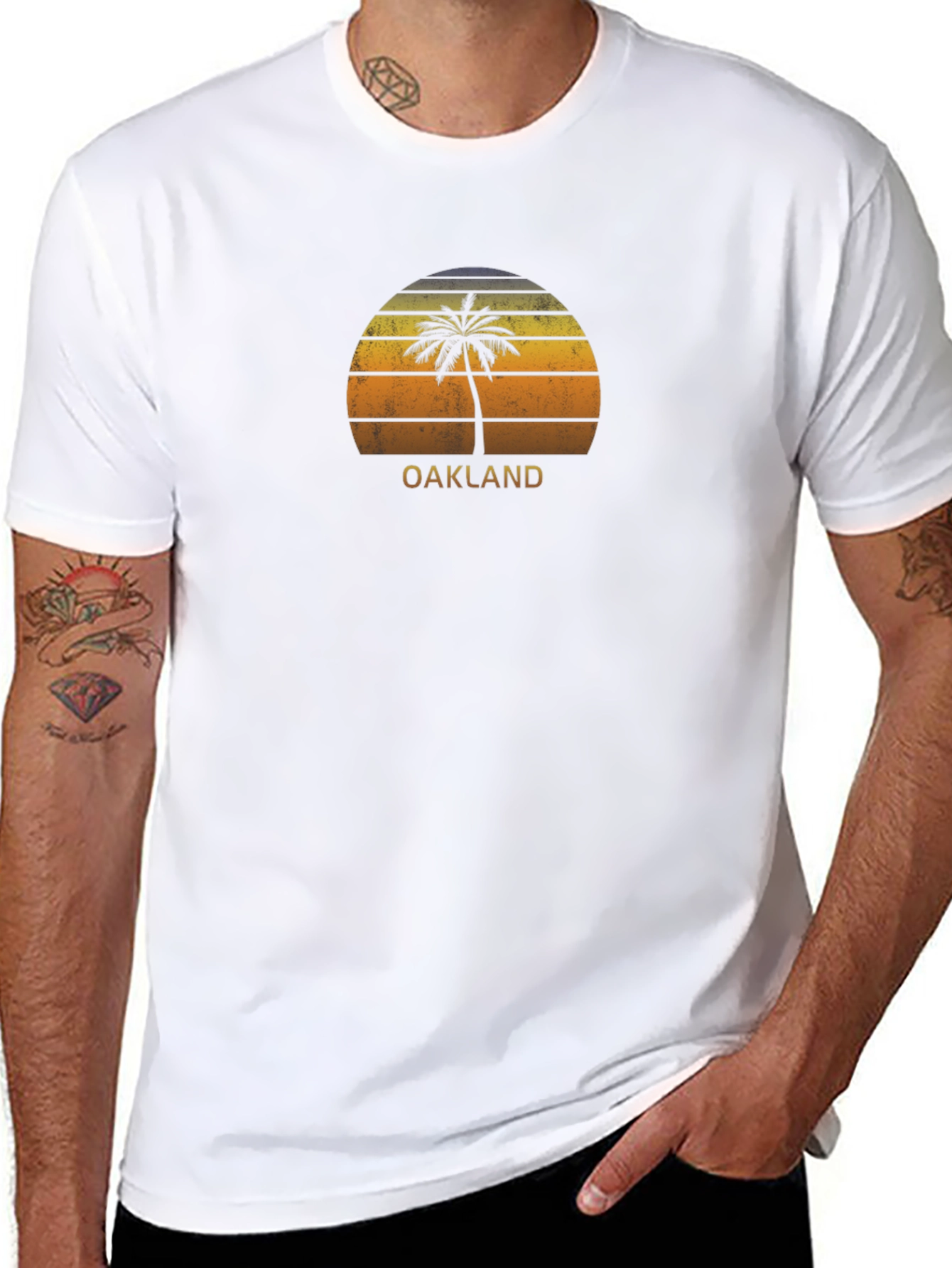 Oakland Palm Tree Retro Sunset Graphic Tee