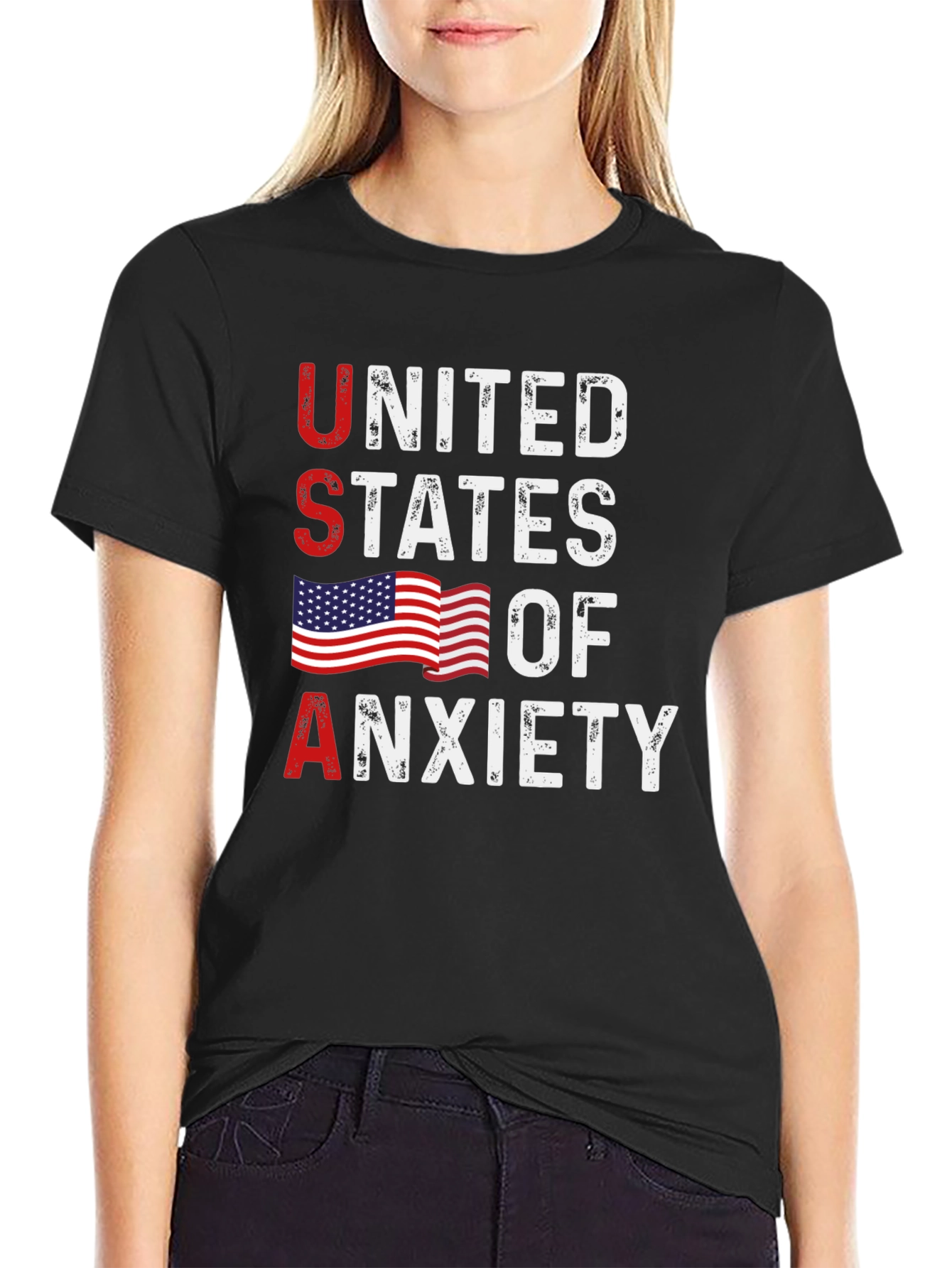 United States of Anxiety Graphic Tee - Patriotic Design