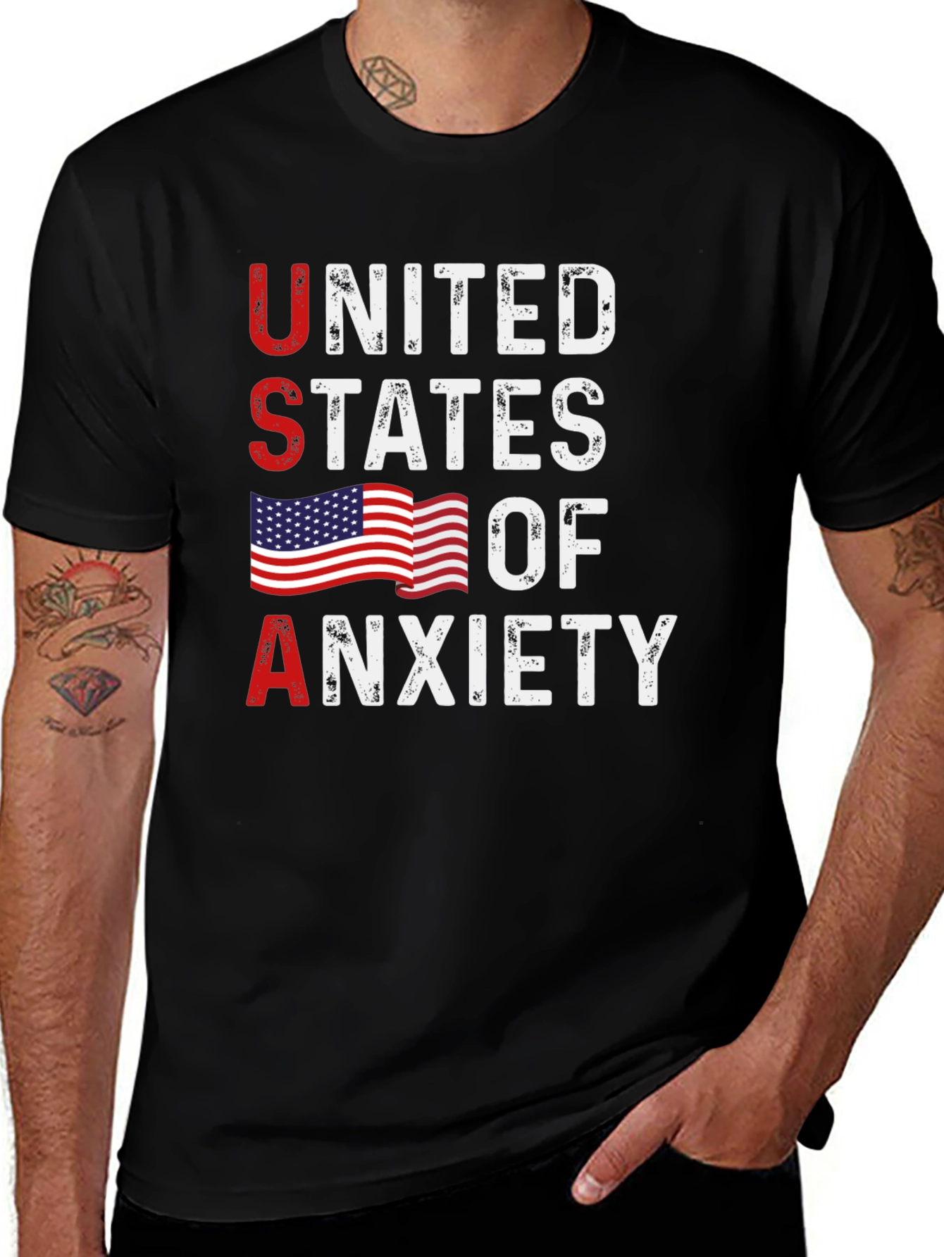 United States of Anxiety Graphic Tee - Patriotic Design