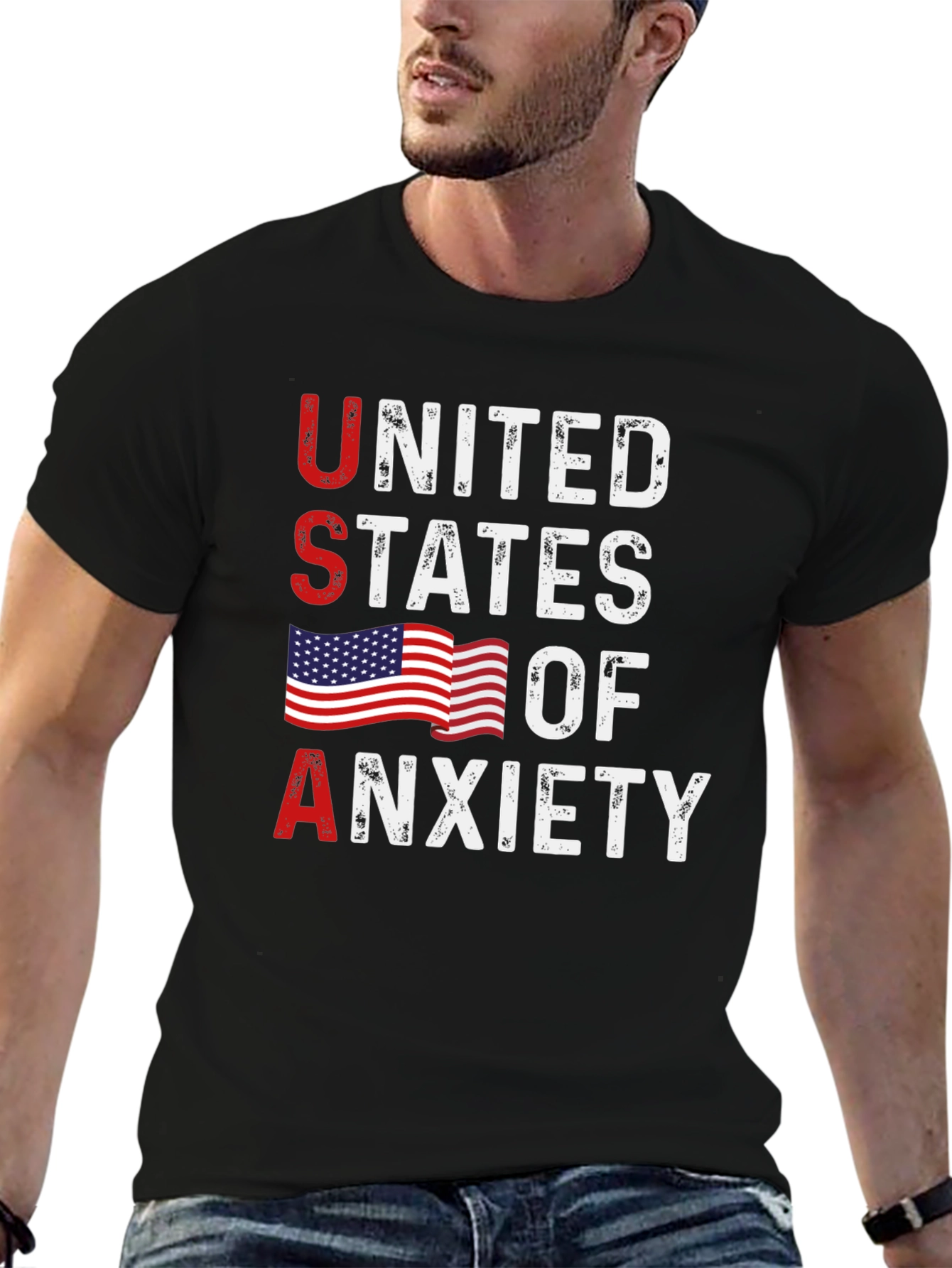 United States of Anxiety Graphic Tee - Patriotic Design