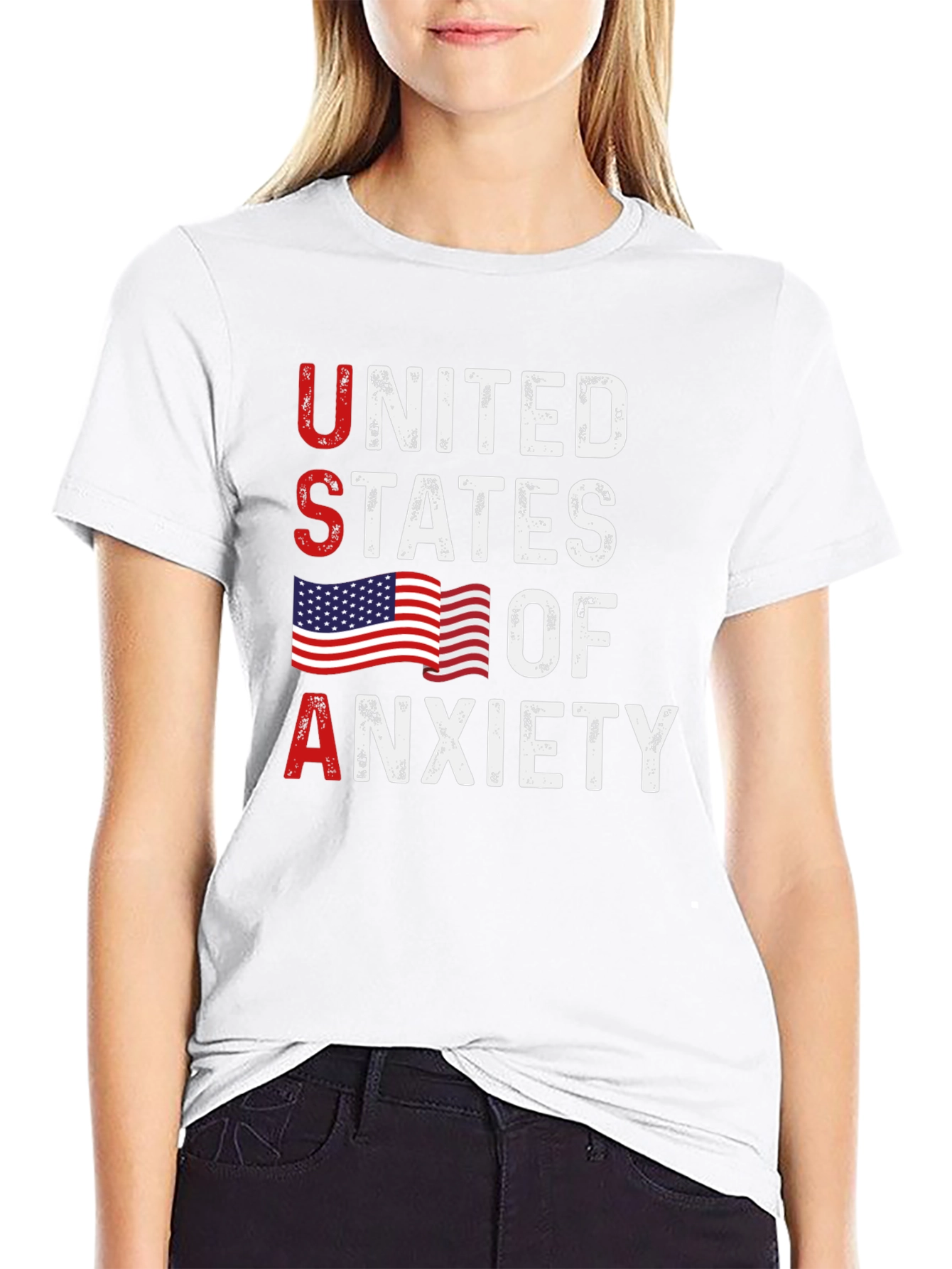 United States of Anxiety Graphic Tee - Patriotic Design