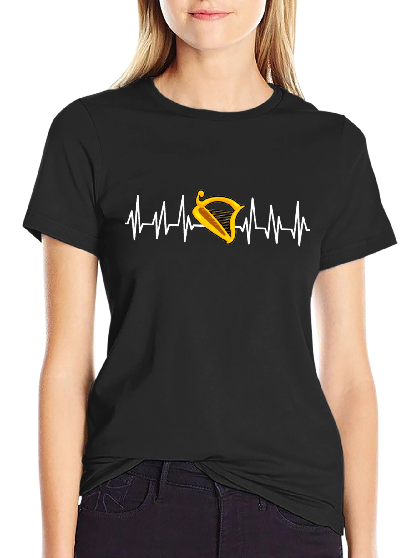Harp Beat T-Shirt - Irish Music Heartbeat Tee