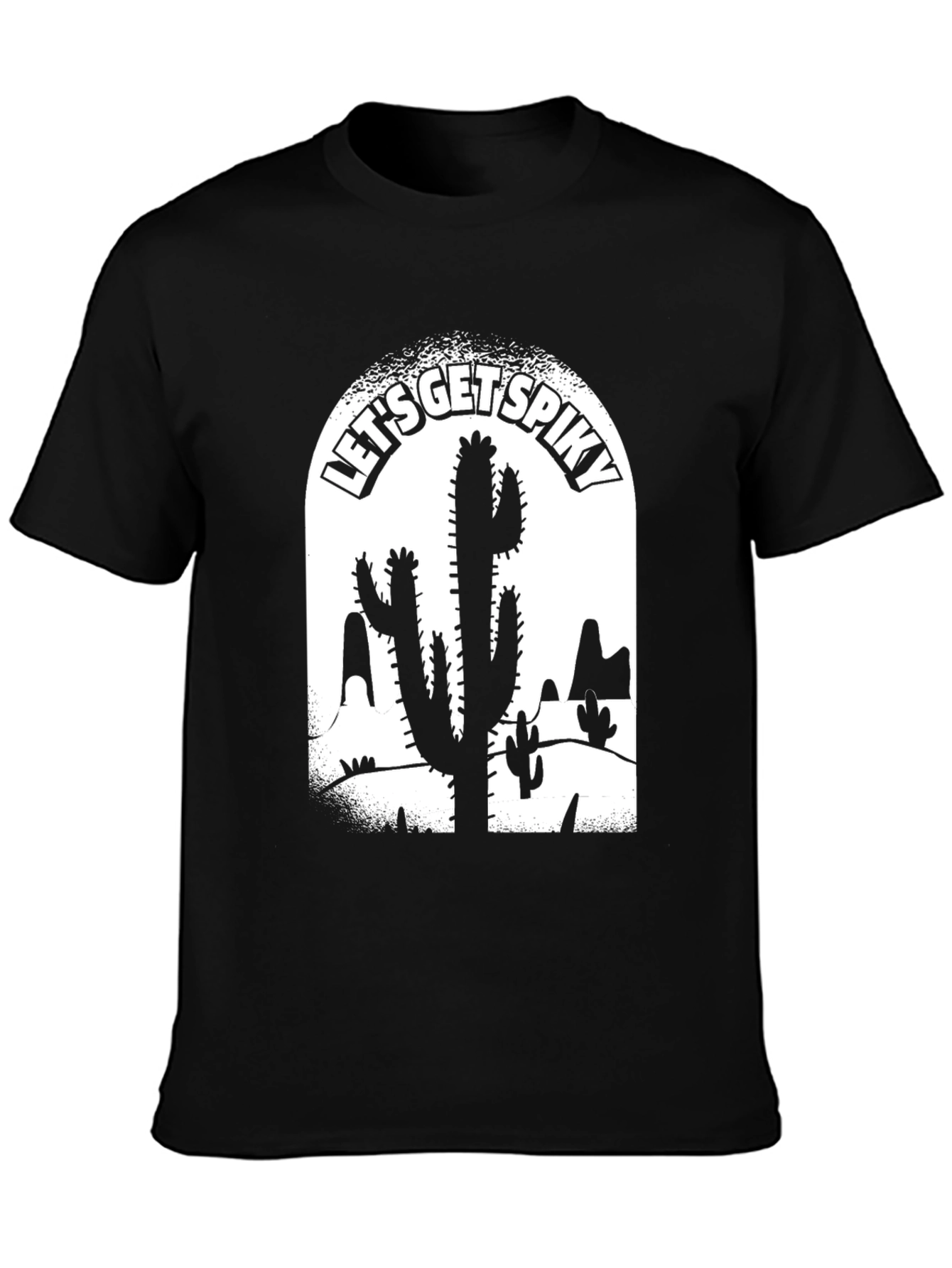 Lets Get Spiky Black Cactus T-Shirt