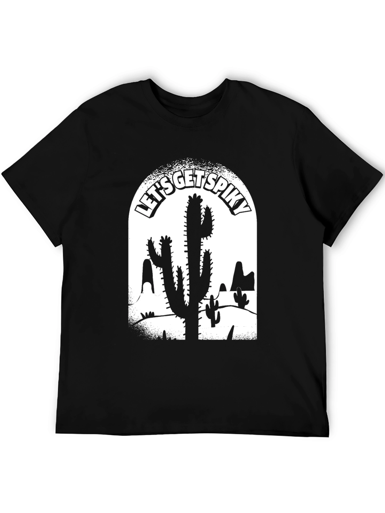 Lets Get Spiky Black Cactus T-Shirt