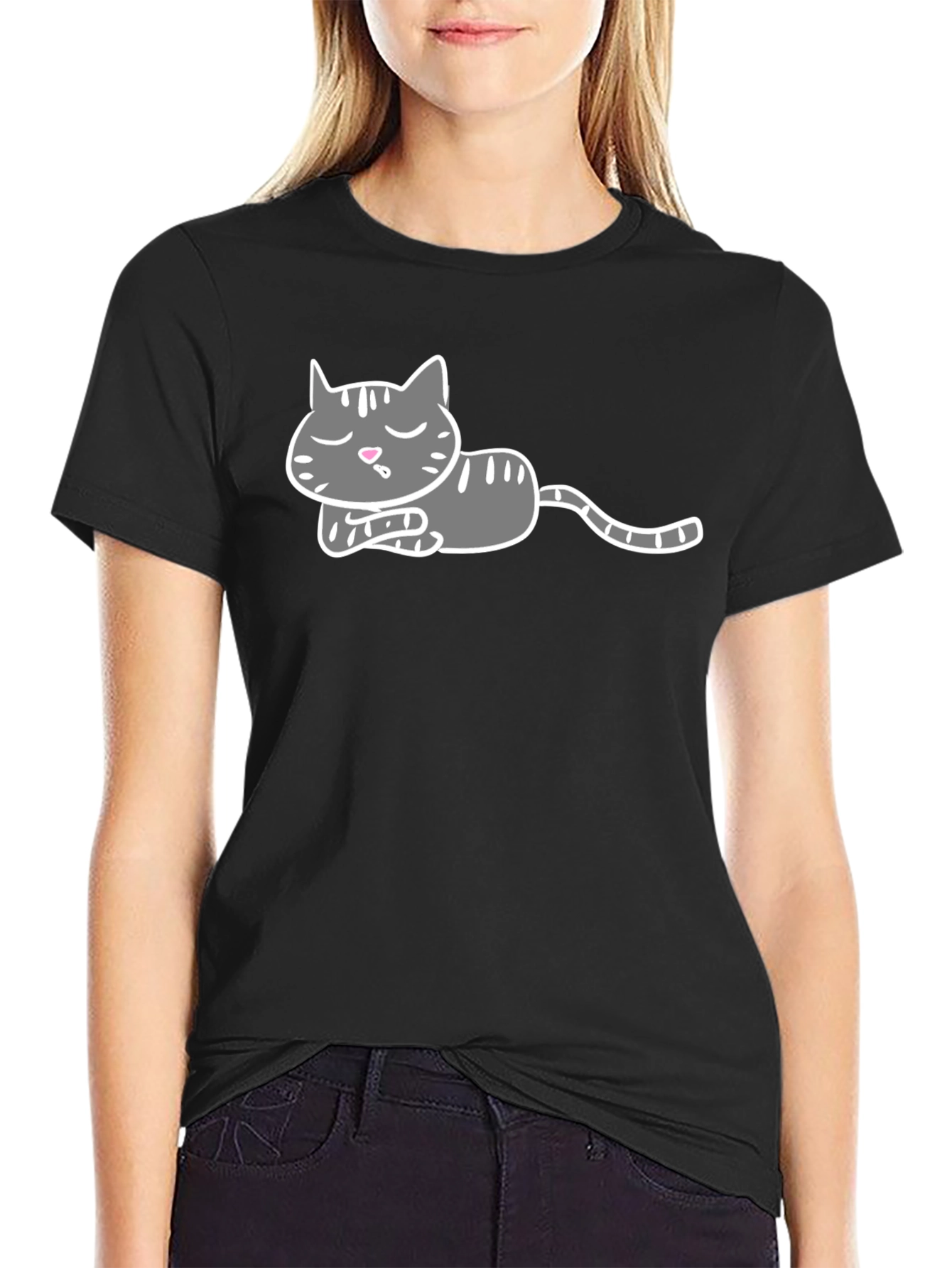 Cute Cat Nap T-Shirt - Relaxed Graphic Tee