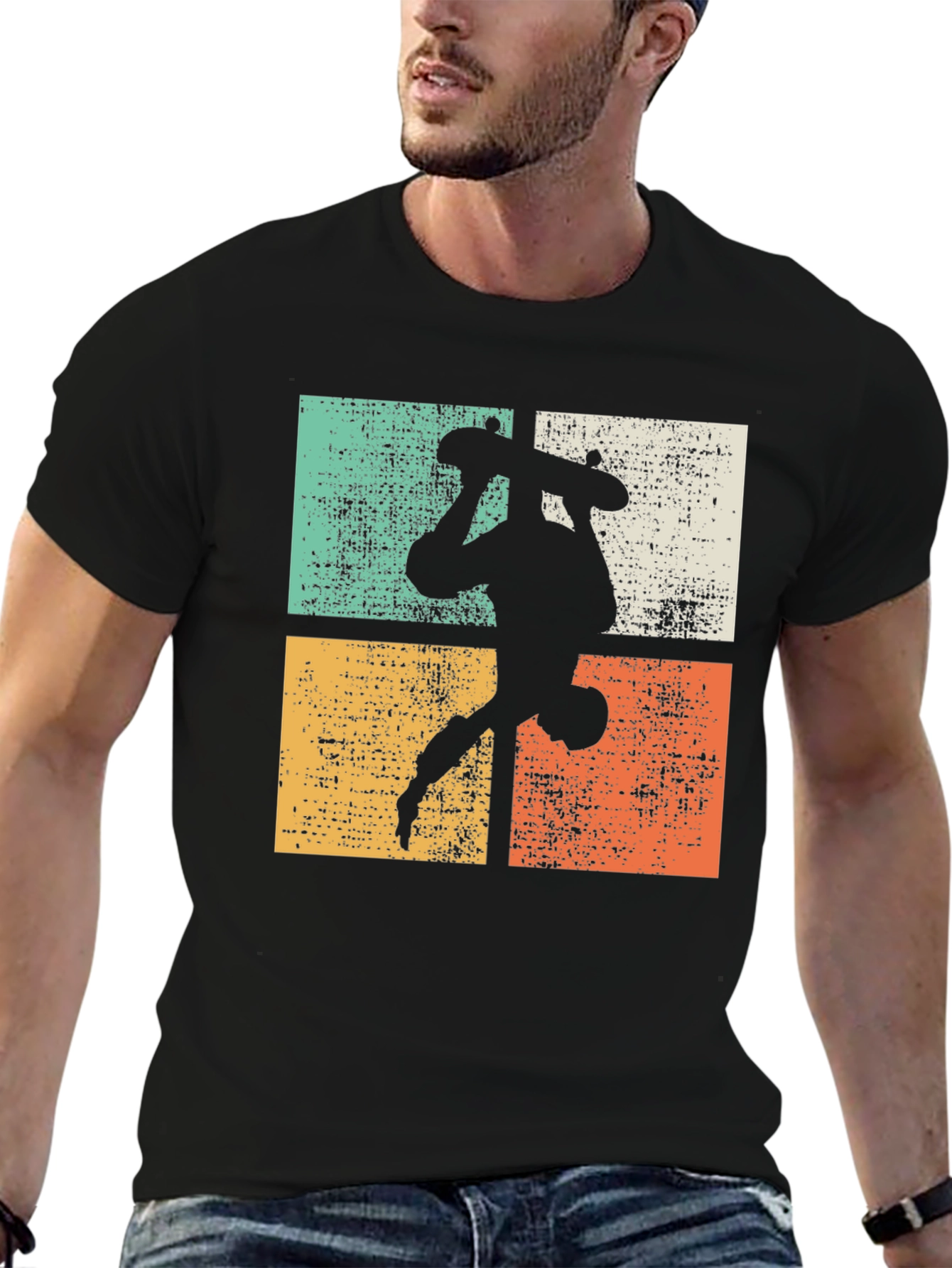 Retro Skateboard Silhouette Graphic Tee