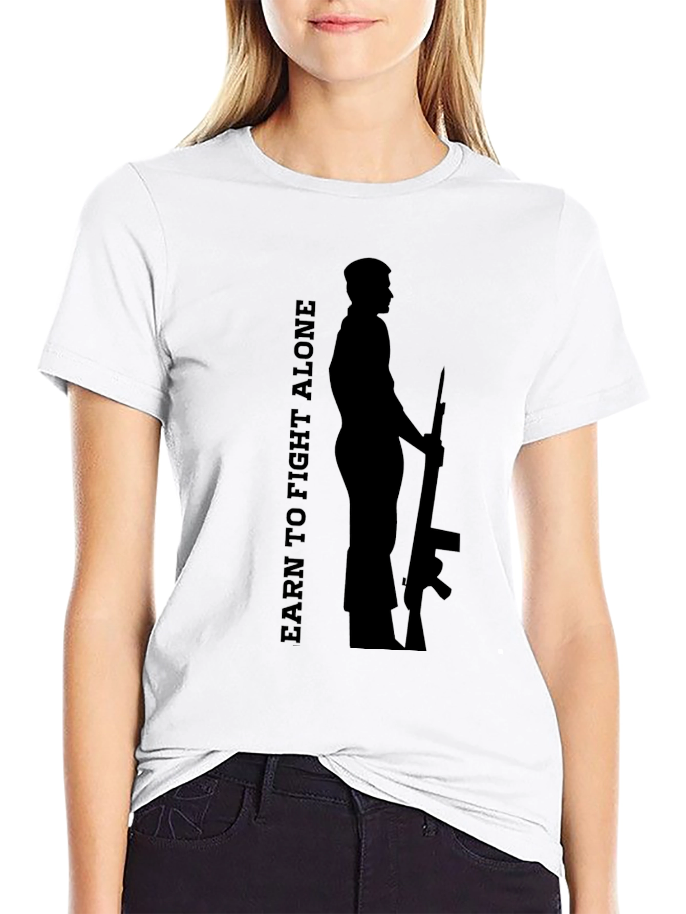 Earn To Fight Alone Graphic Tee - Black