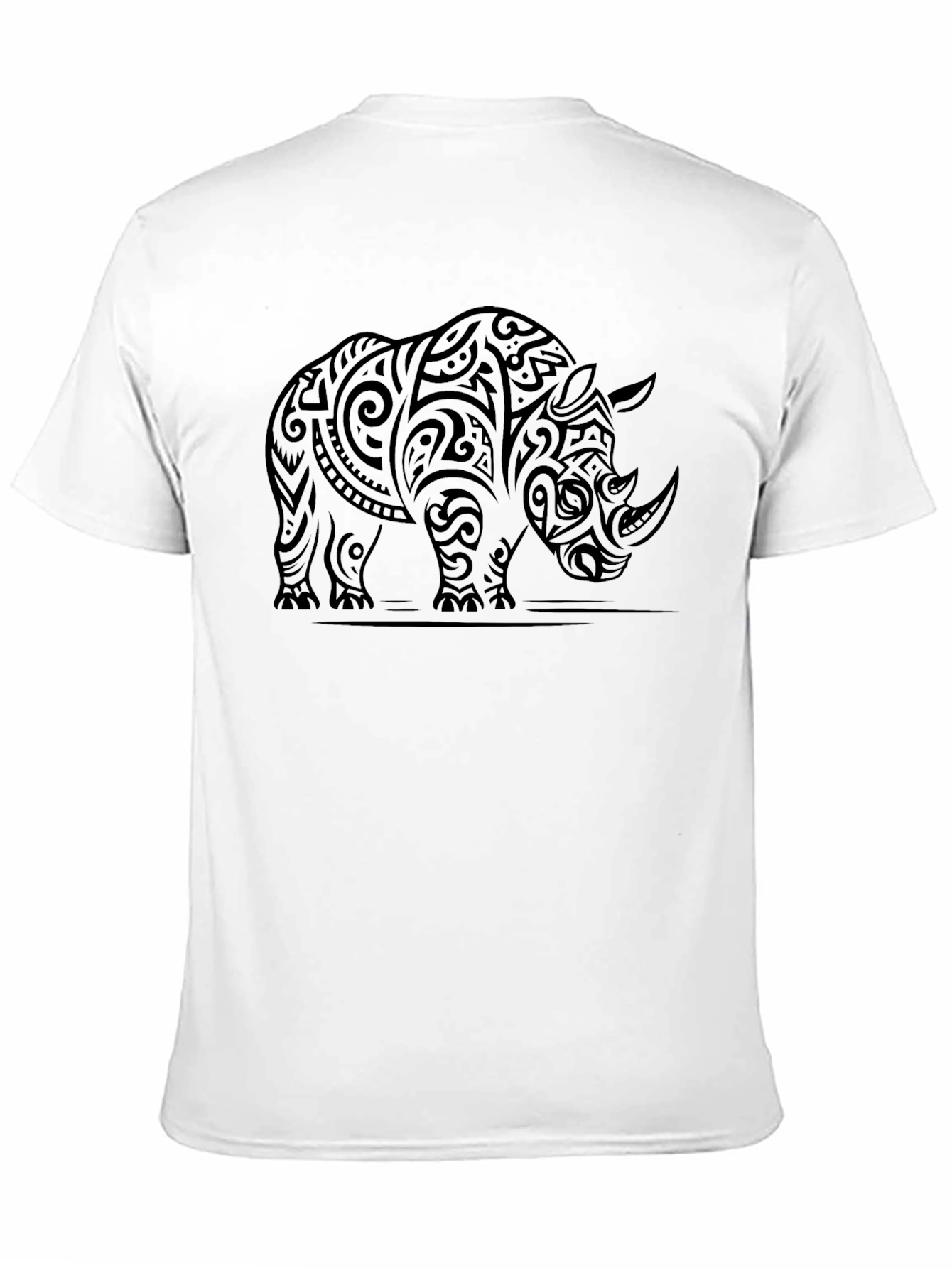 Tribal Rhino Graphic Tee - Mens Black T-Shirt