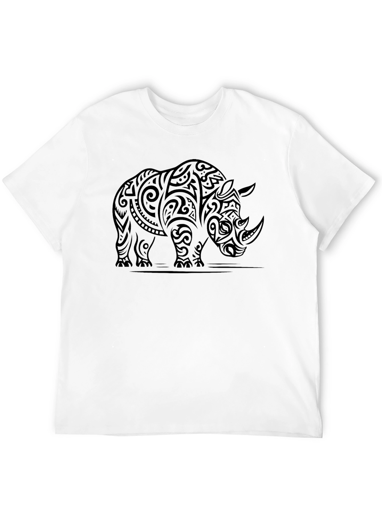 Tribal Rhino Graphic Tee - Mens Black T-Shirt