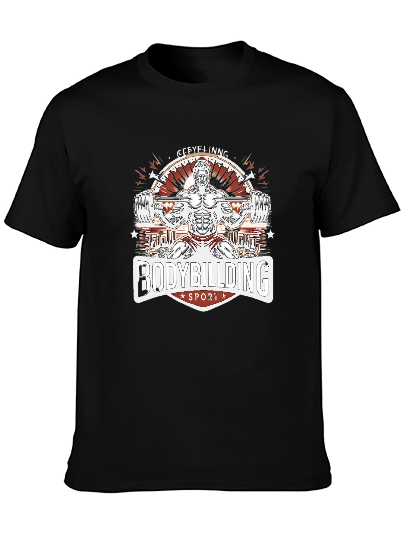 Bodybuilding Sport Graphic Tee - Black T-Shirt
