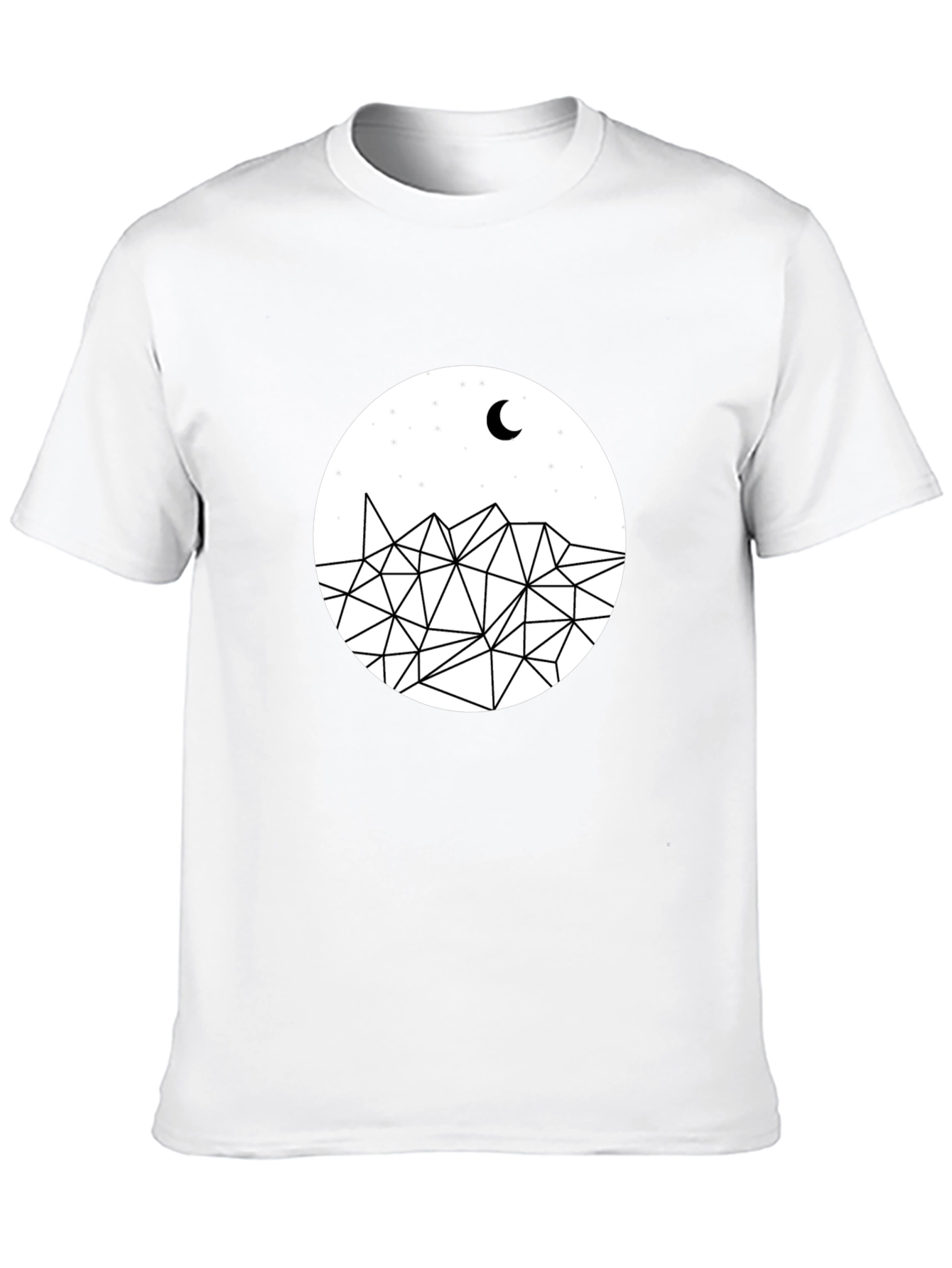 Geometric Mountain Moon Black T-Shirt