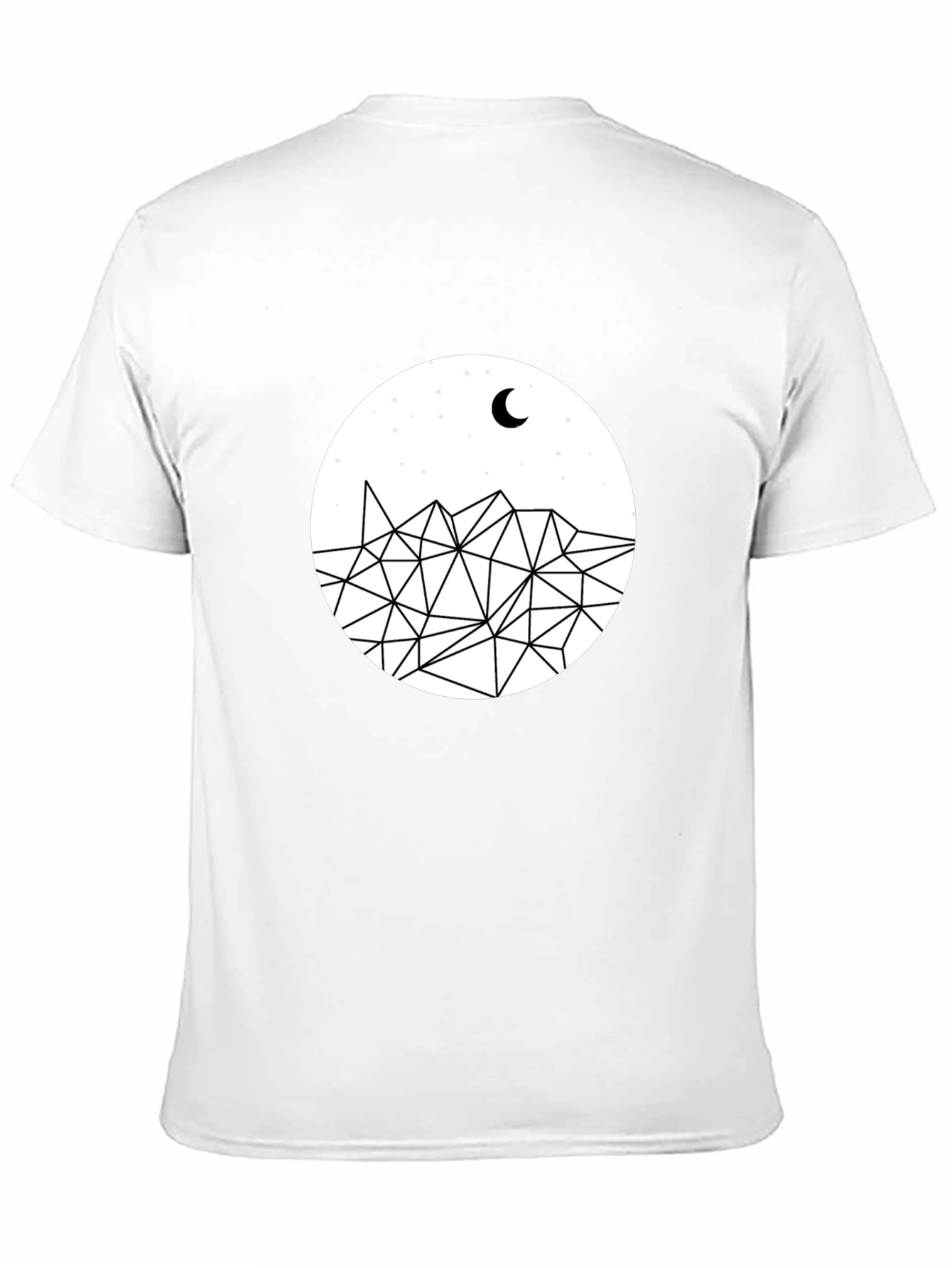 Geometric Mountain Moon Black T-Shirt