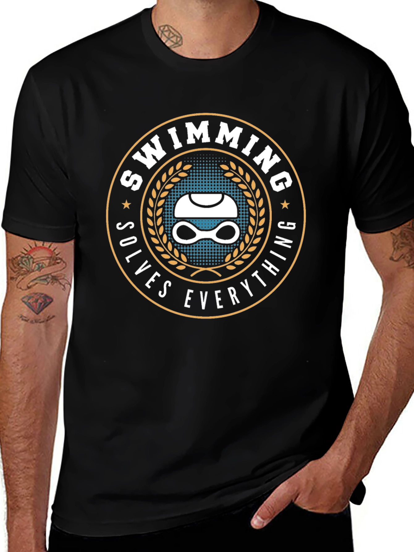 Swimming Solves Everything Graphic Tee