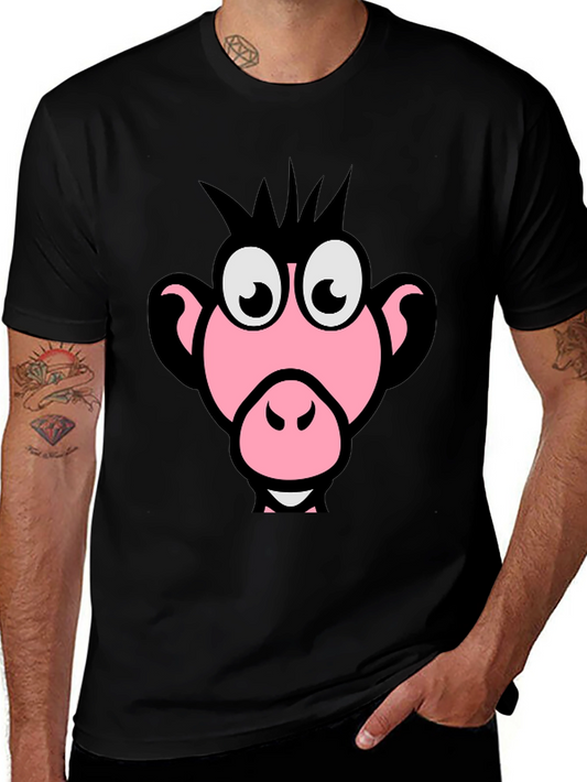 Funny Pink Monkey Face Graphic T-Shirt