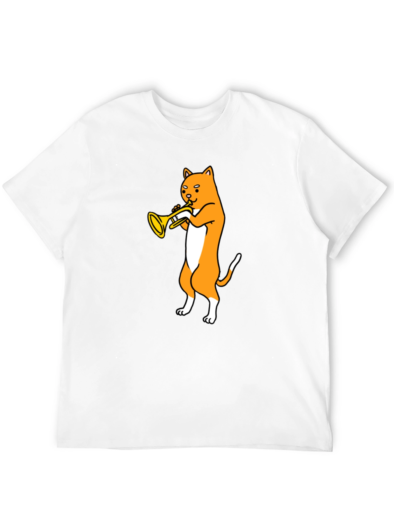 Cat Trumpet T-Shirt - Black Graphic Tee