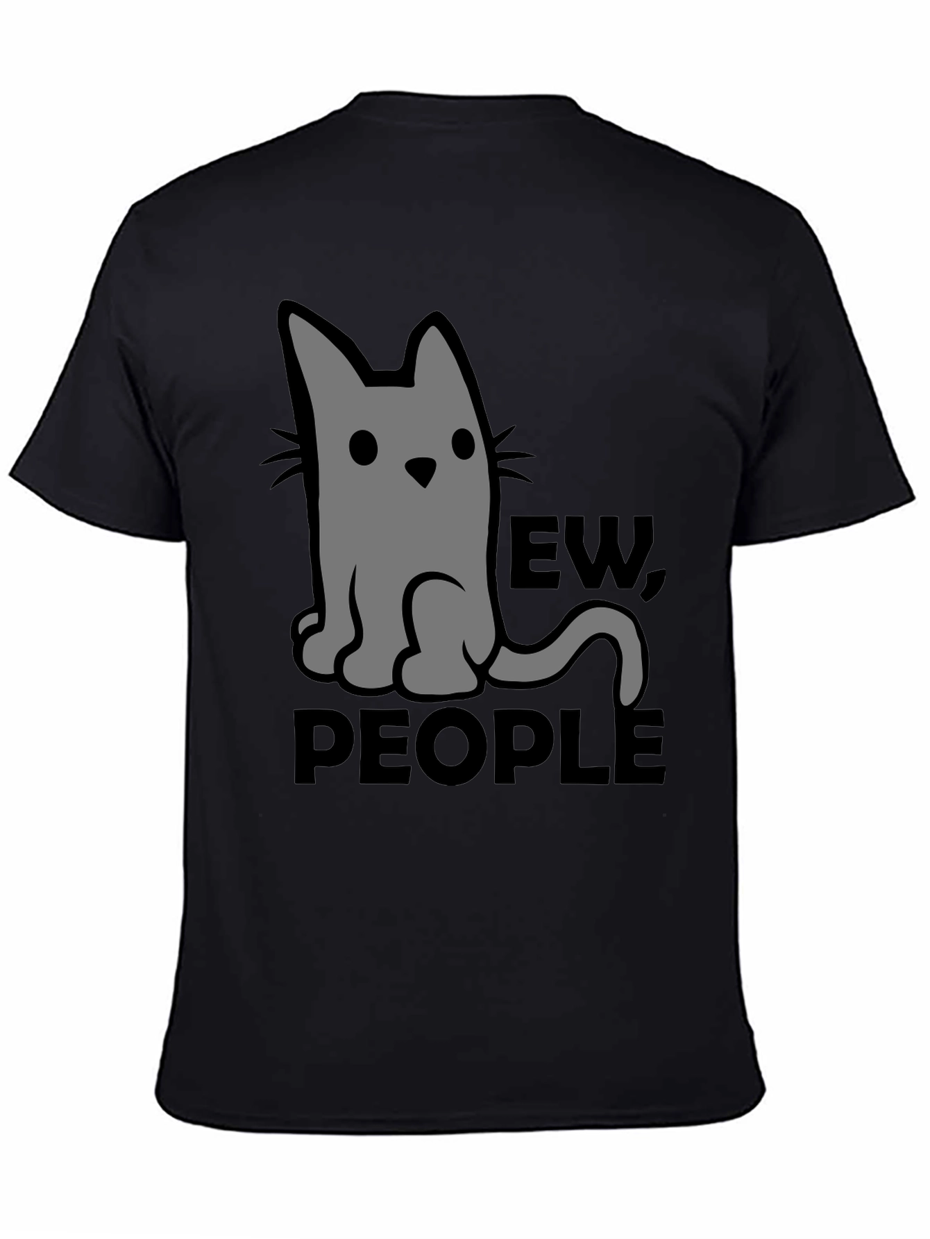 Ew People Cat Graphic T-Shirt - Black