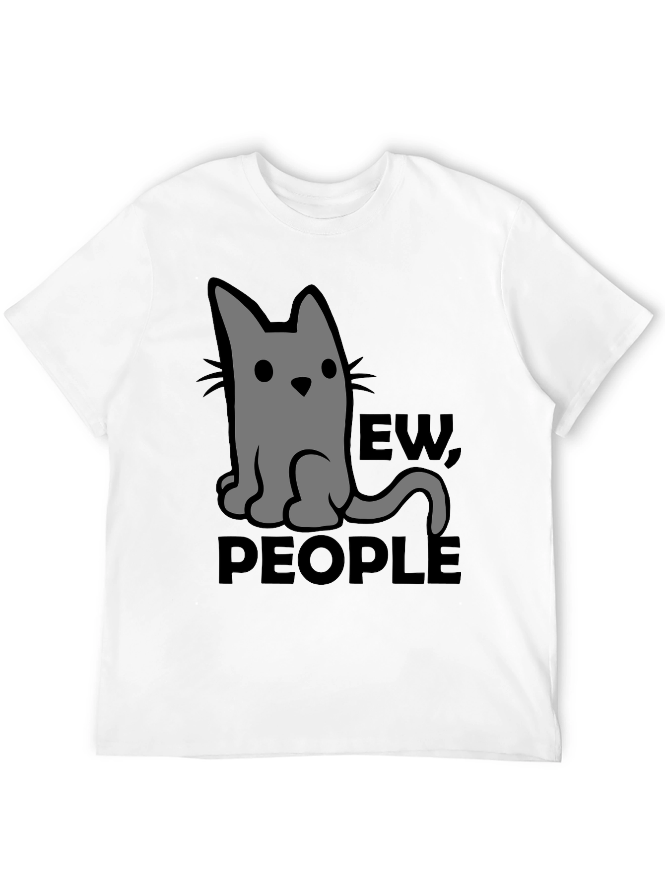 Ew People Cat Graphic T-Shirt - Black