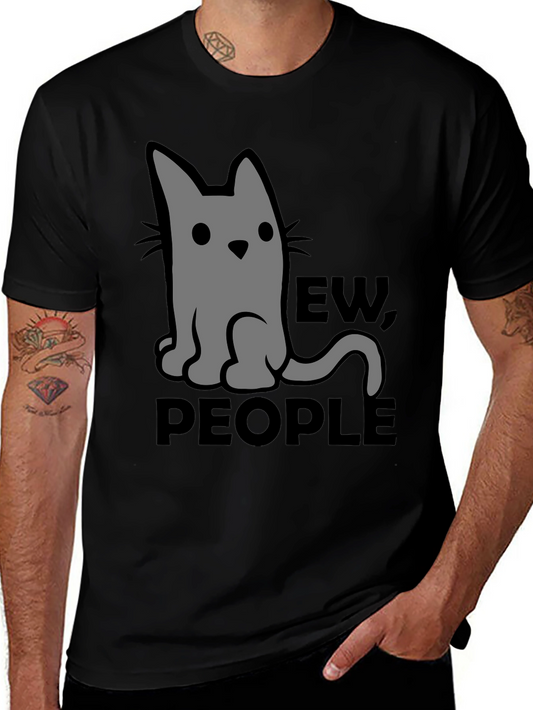Ew People Cat Graphic T-Shirt - Black