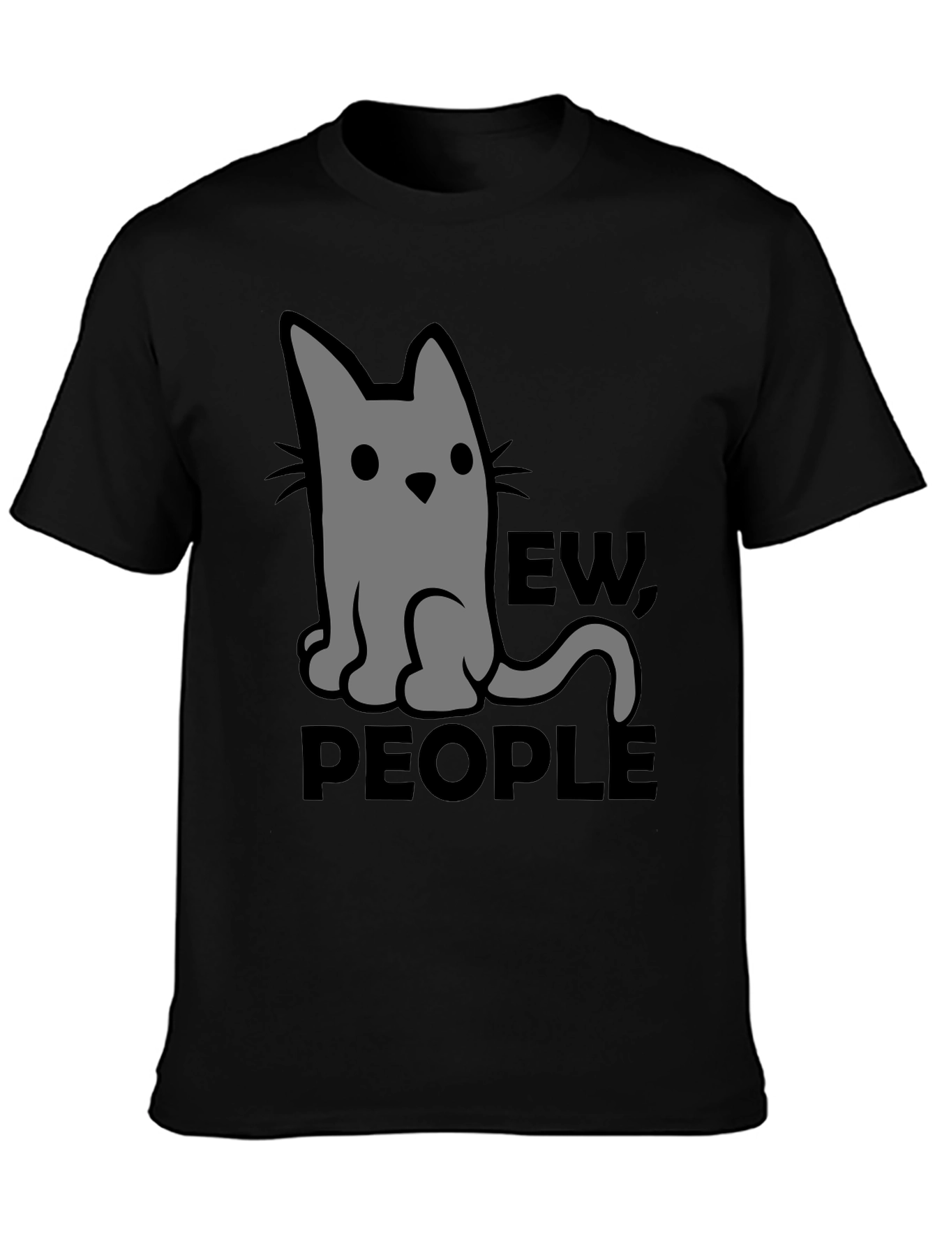 Ew People Cat Graphic T-Shirt - Black