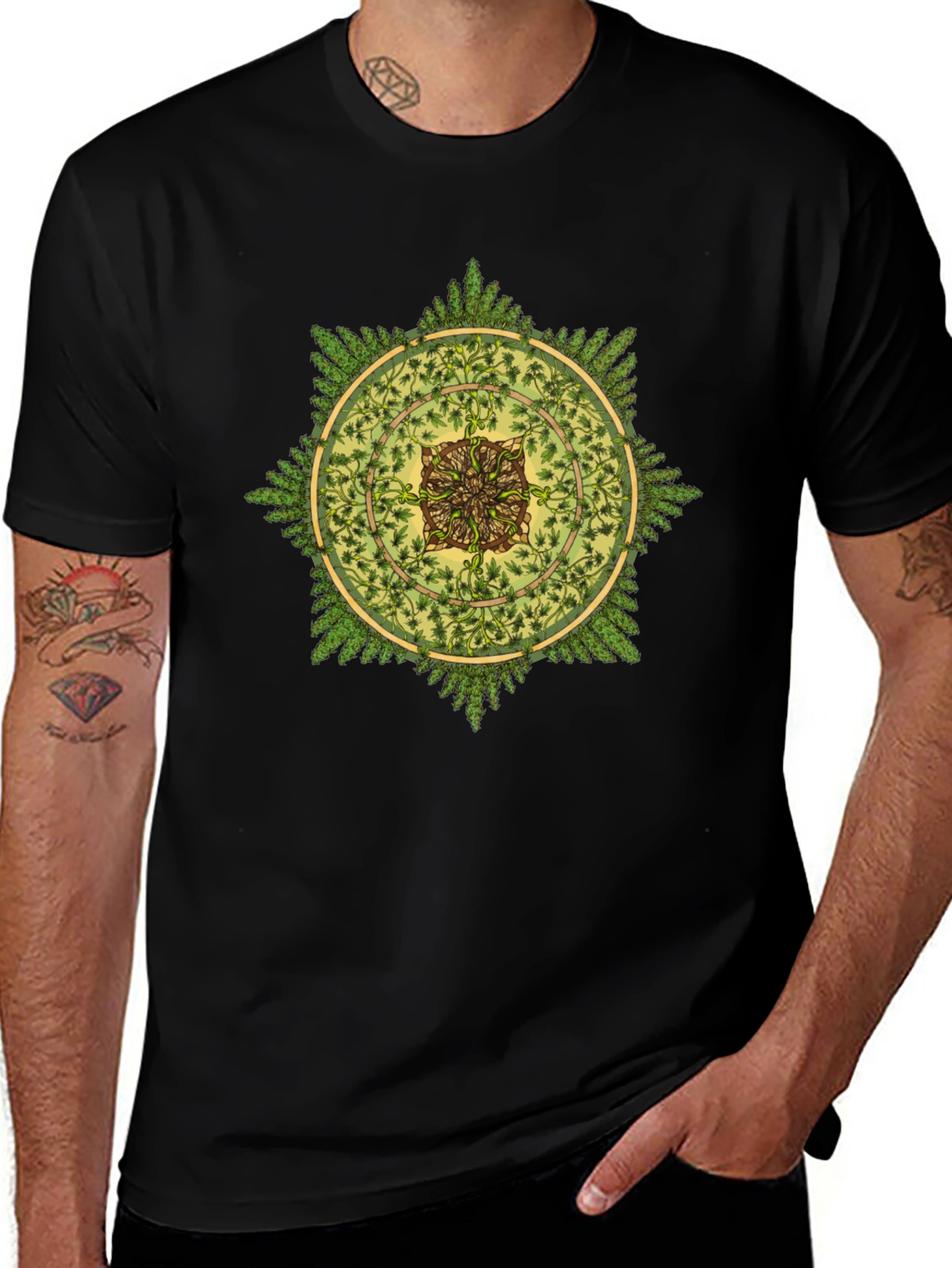 Nature Mandala Graphic Black T-Shirt