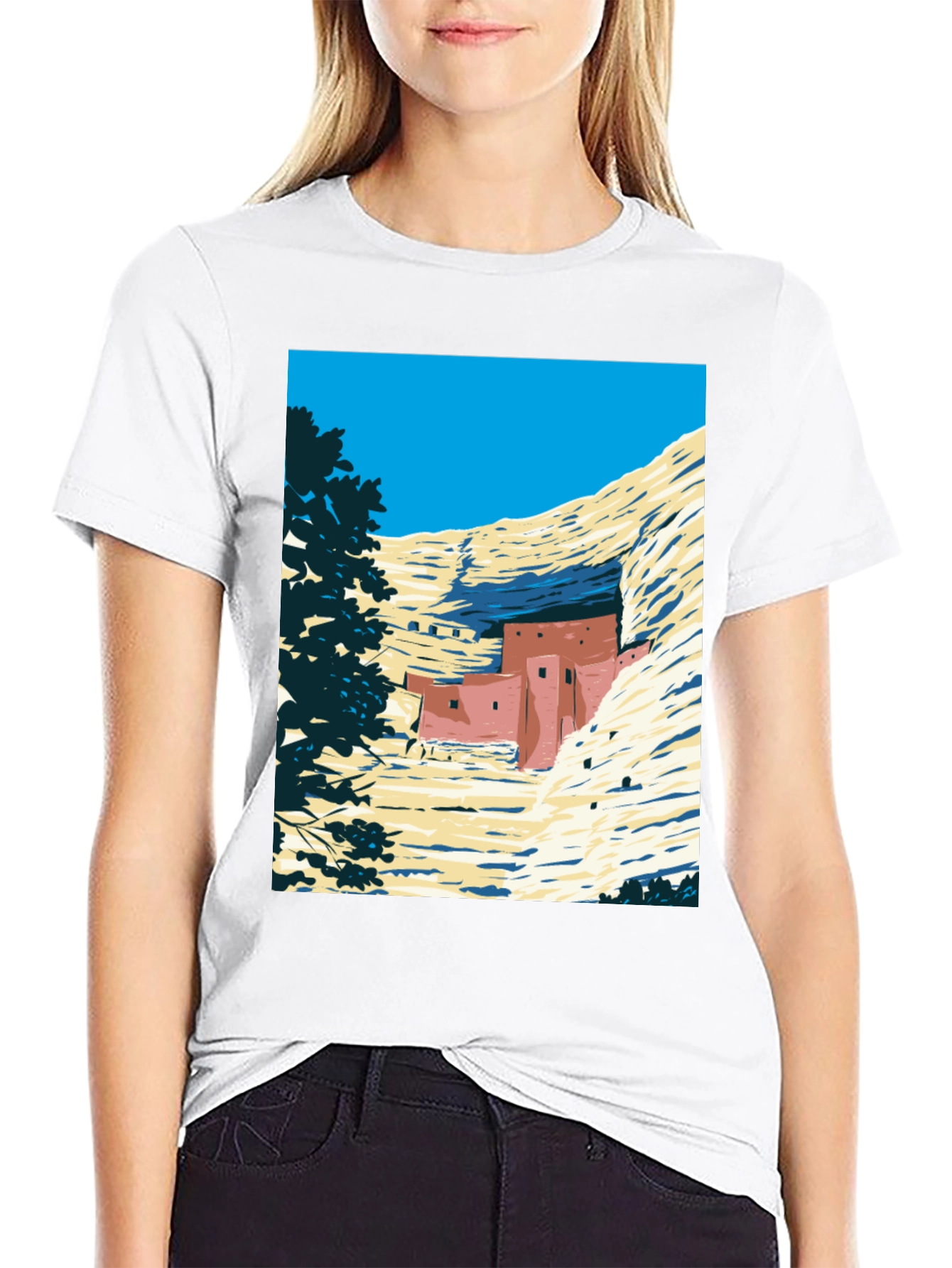 Cliff Dwellings Graphic Tee - Retro Desert Scene