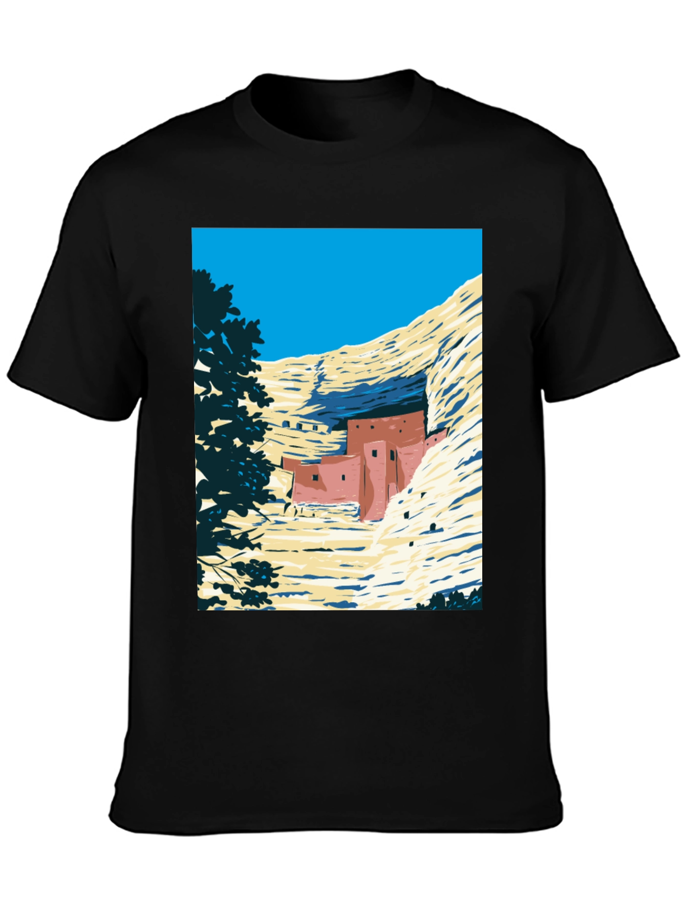 Cliff Dwellings Graphic Tee - Retro Desert Scene