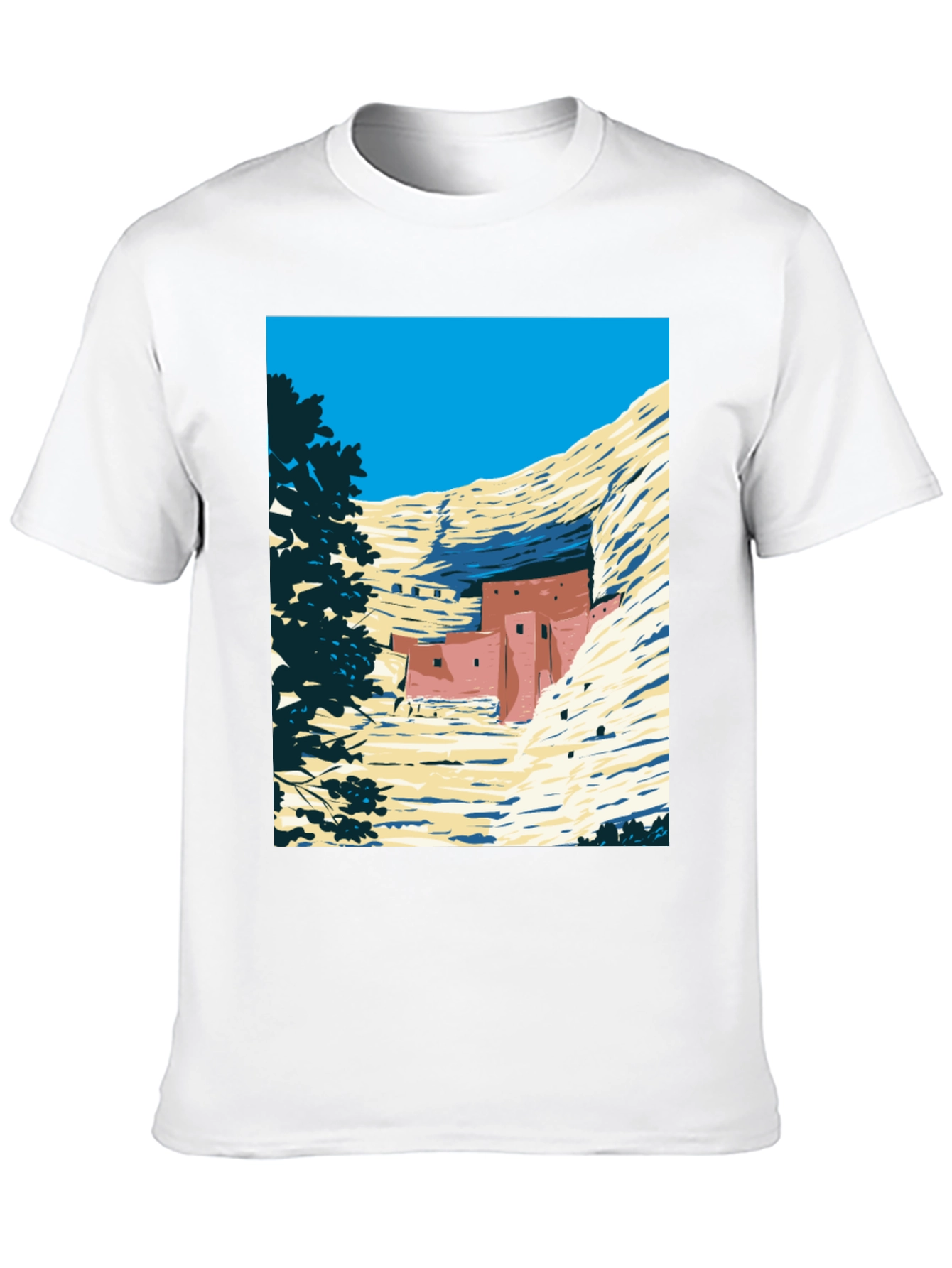 Cliff Dwellings Graphic Tee - Retro Desert Scene