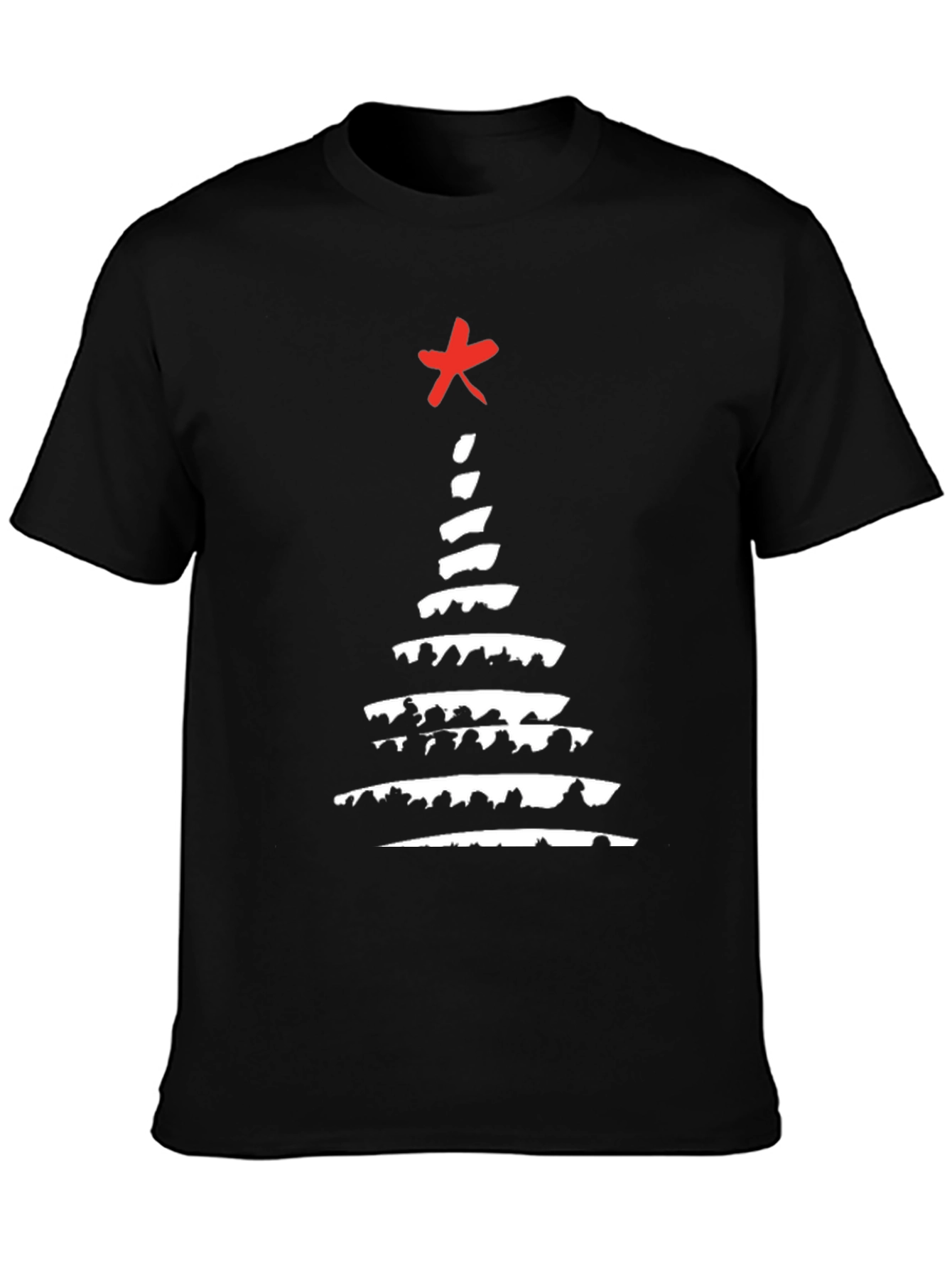 Abstract Christmas Tree Graphic Tee - Black