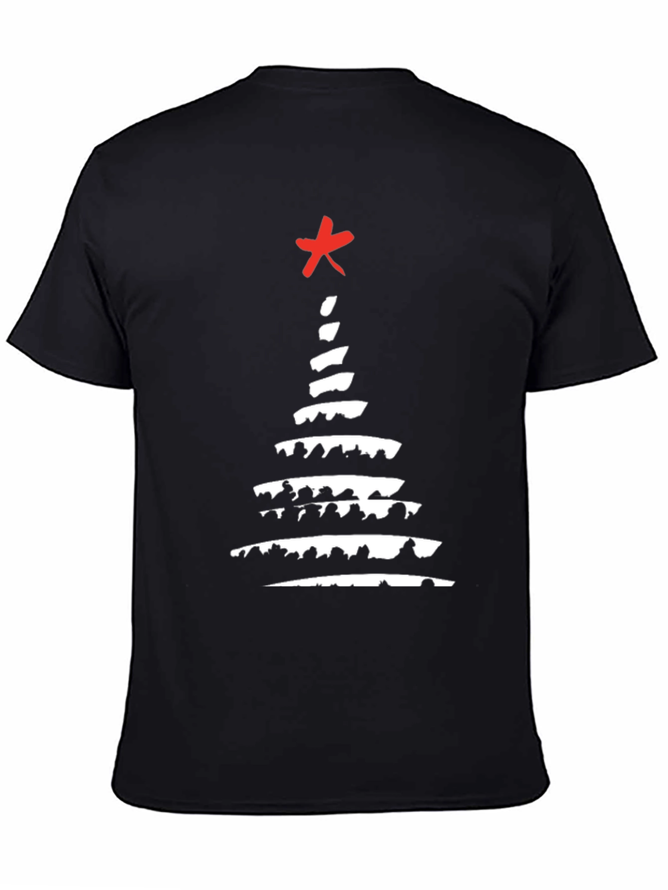 Abstract Christmas Tree Graphic Tee - Black
