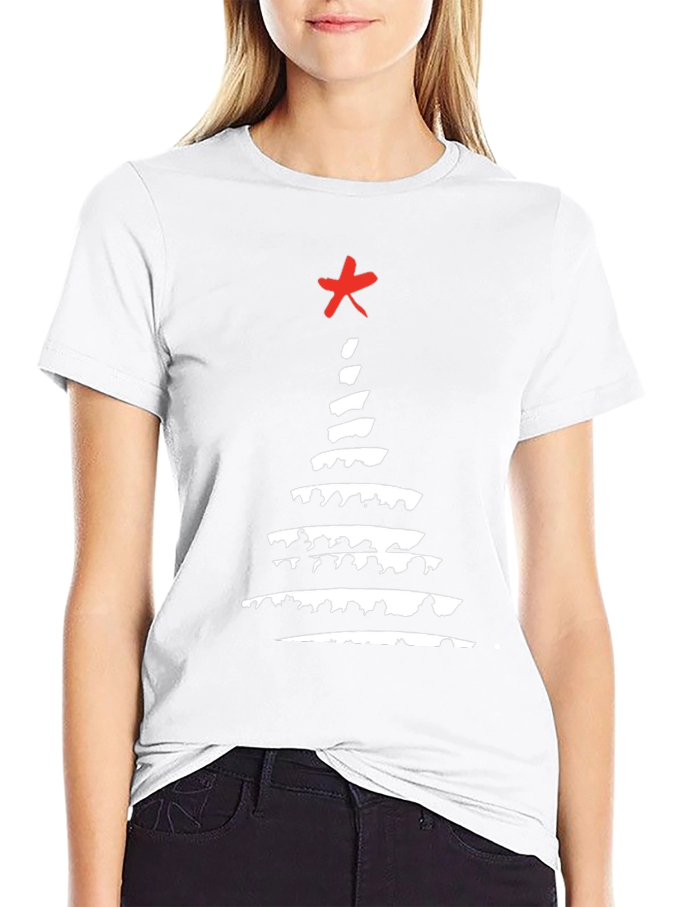 Abstract Christmas Tree Graphic Tee - Black