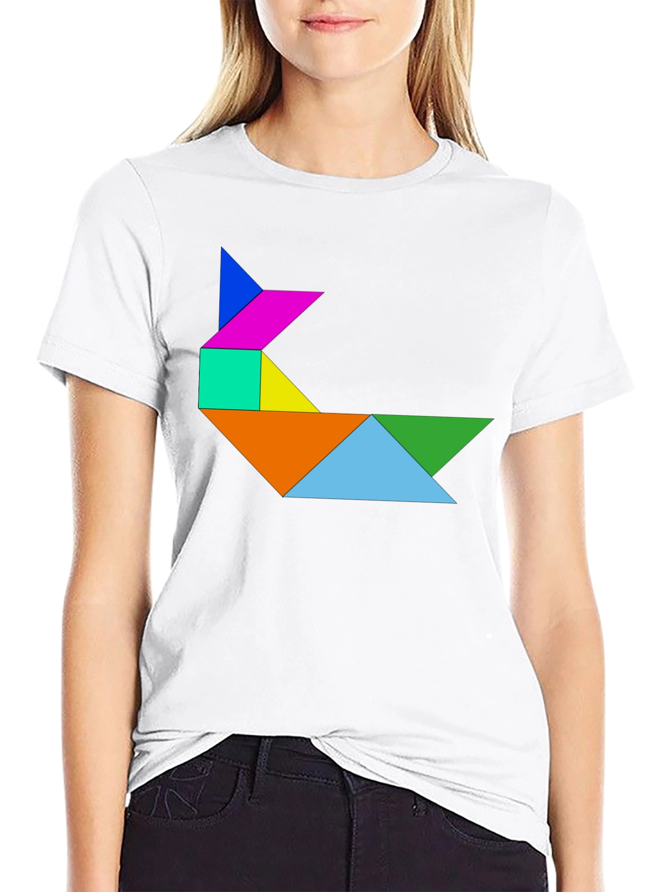Tangram Rabbit Graphic Tee - Fun Puzzle Design