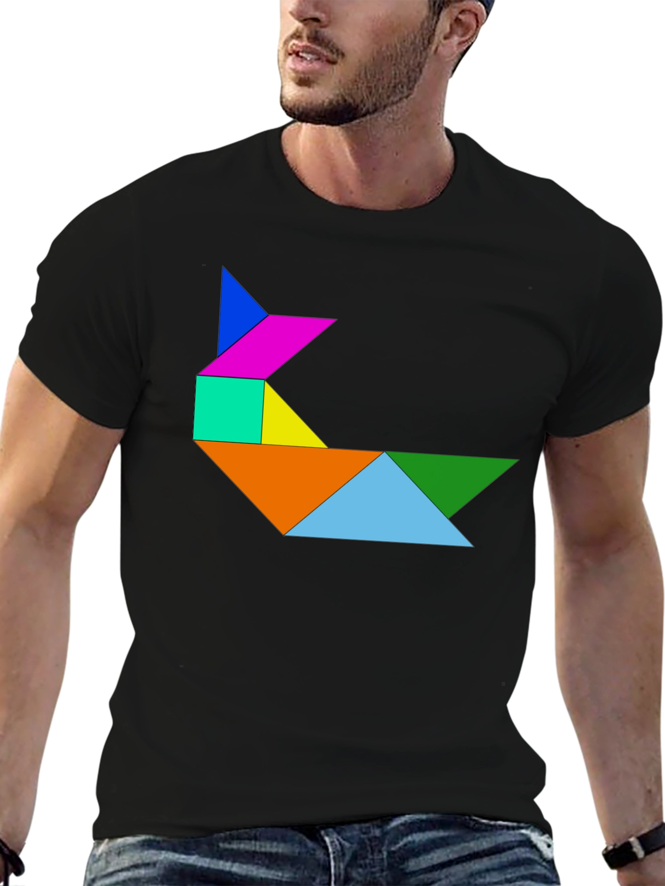 Tangram Rabbit Graphic Tee - Fun Puzzle Design