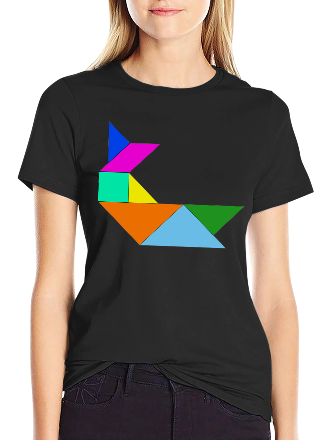 Tangram Rabbit Graphic Tee - Fun Puzzle Design