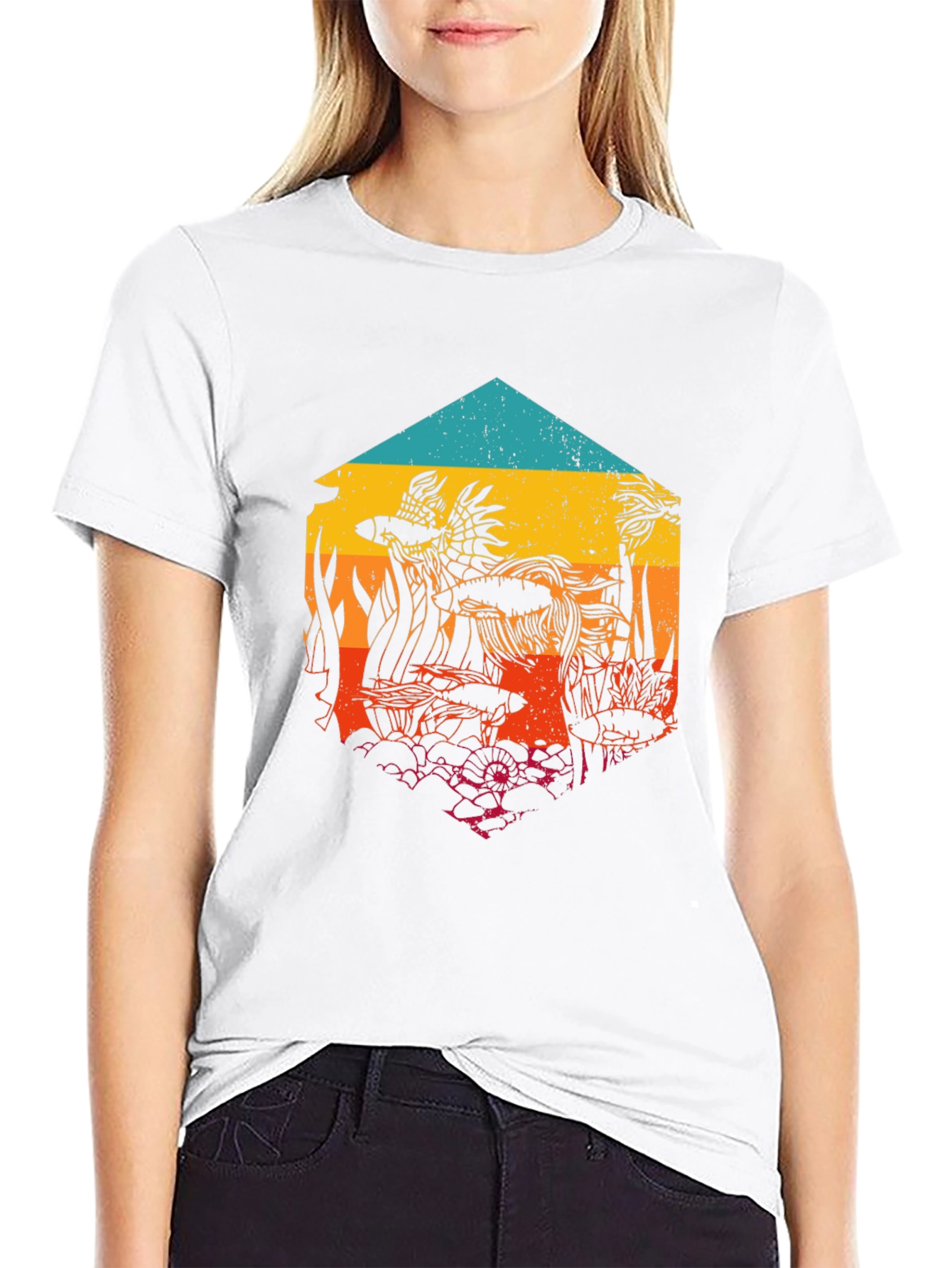 Retro Hexagon Aquarium Graphic Tee