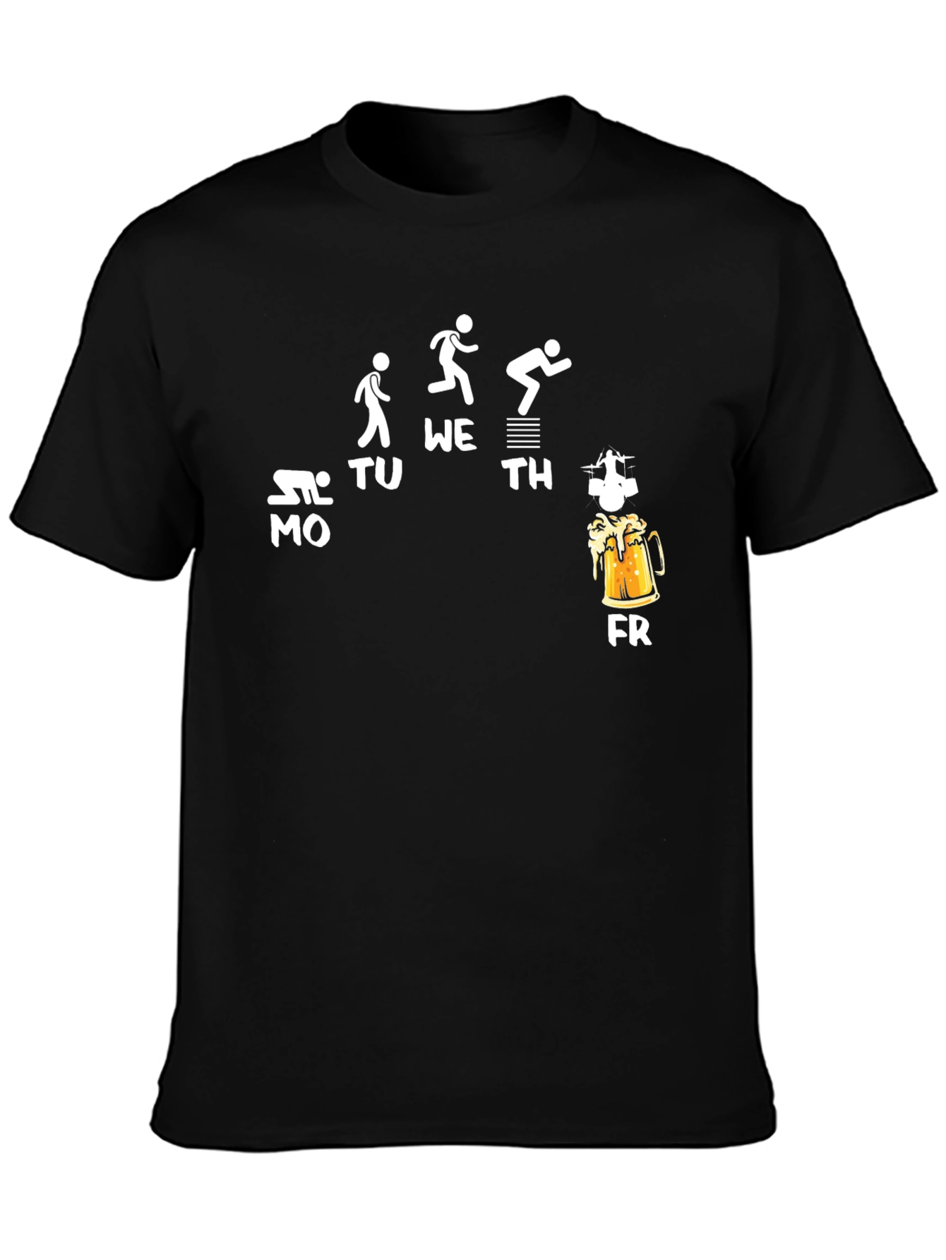 Funny Weekday Beer Run Black T-Shirt