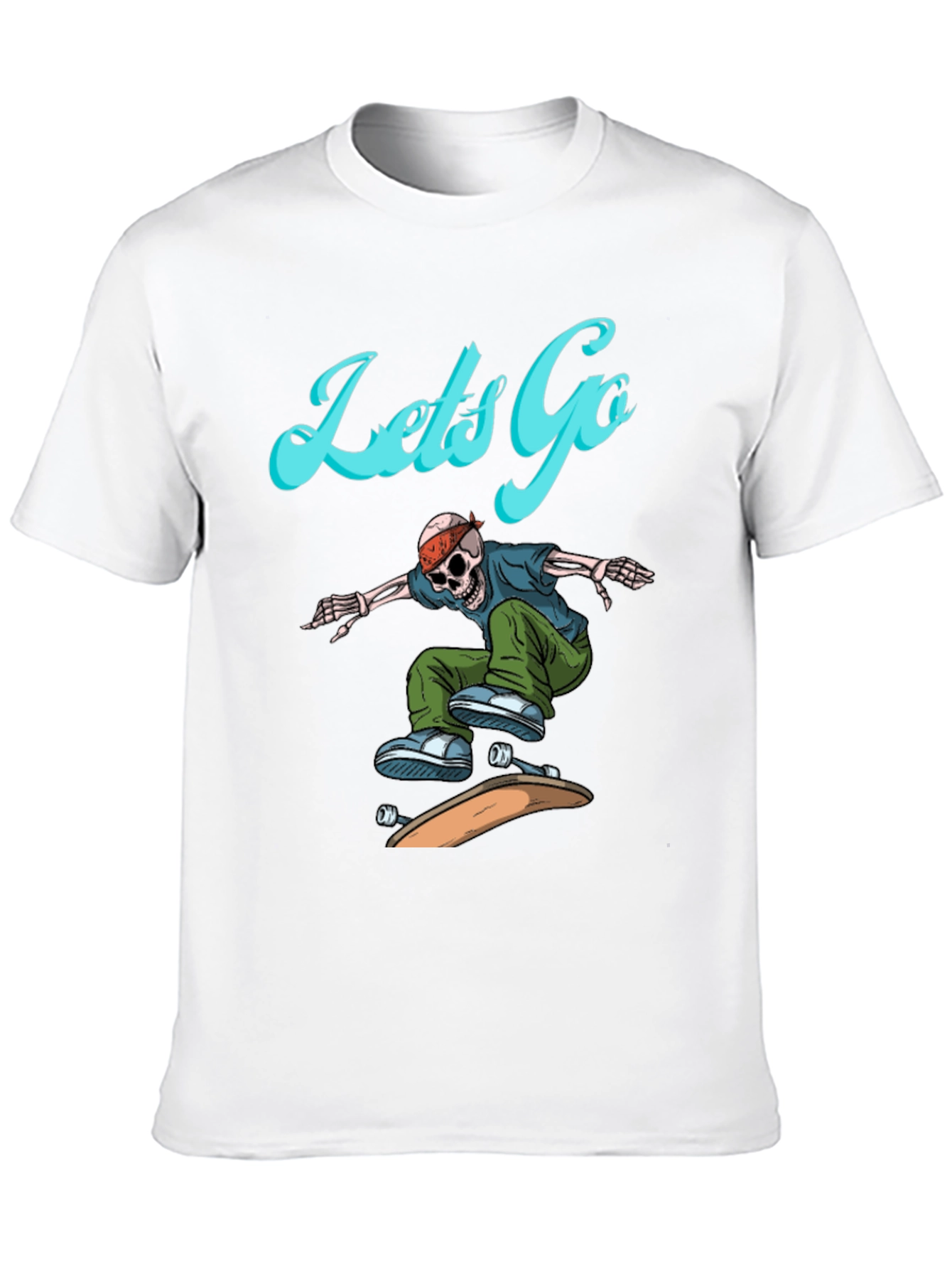 Skeleton Skateboarder Graphic Tee - Lets Go!