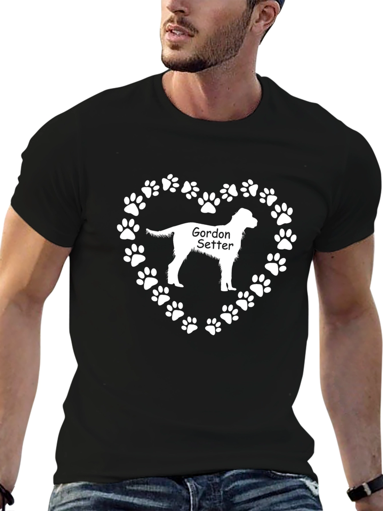 Gordon Setter Dog Paw Heart T-Shirt