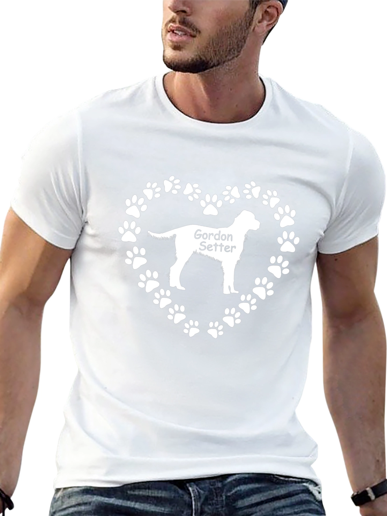 Gordon Setter Dog Paw Heart T-Shirt