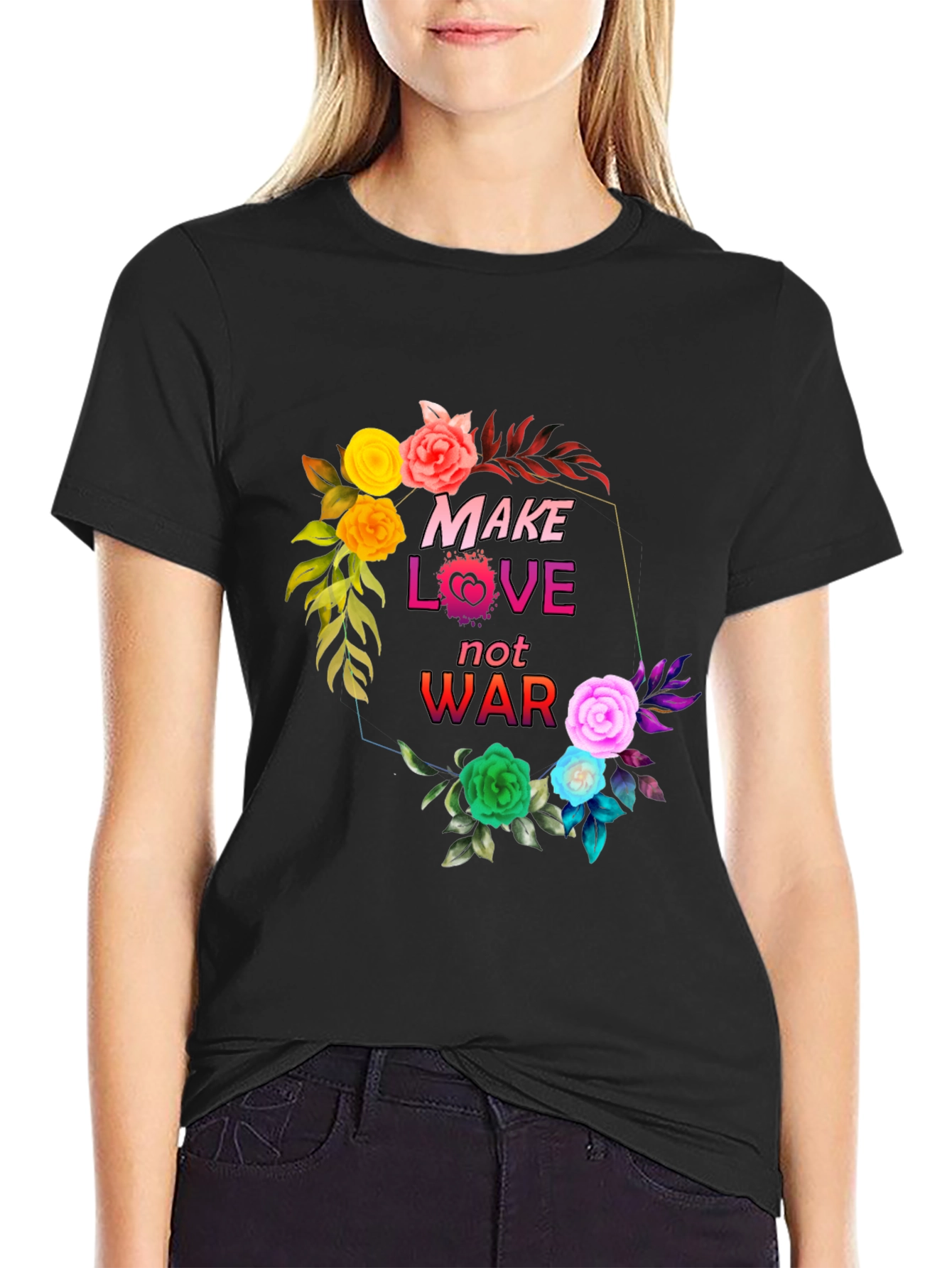 Make Love Not War Floral Graphic T-Shirt