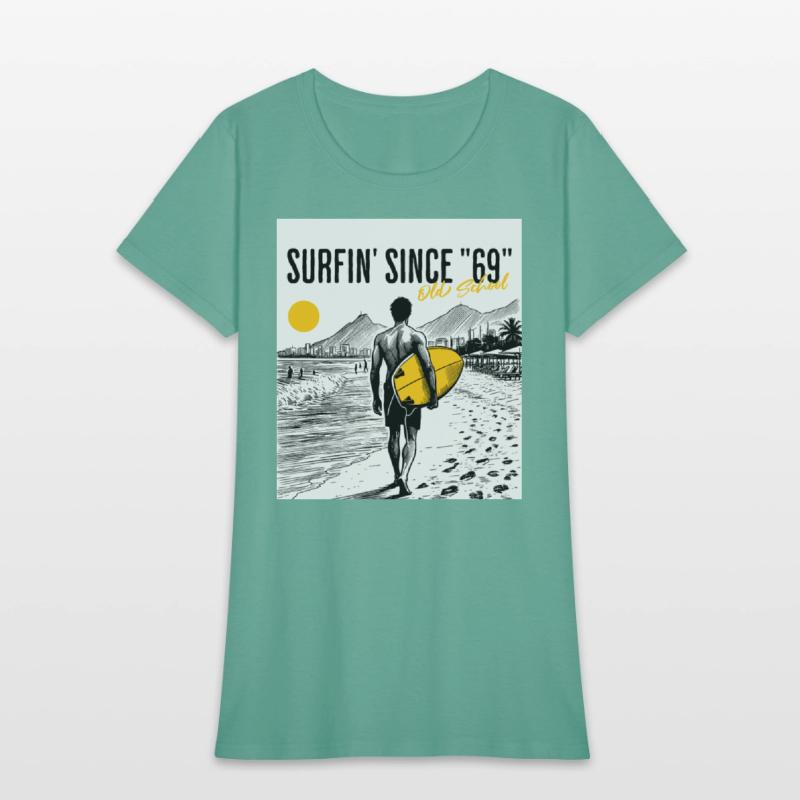 Surfer old school w background