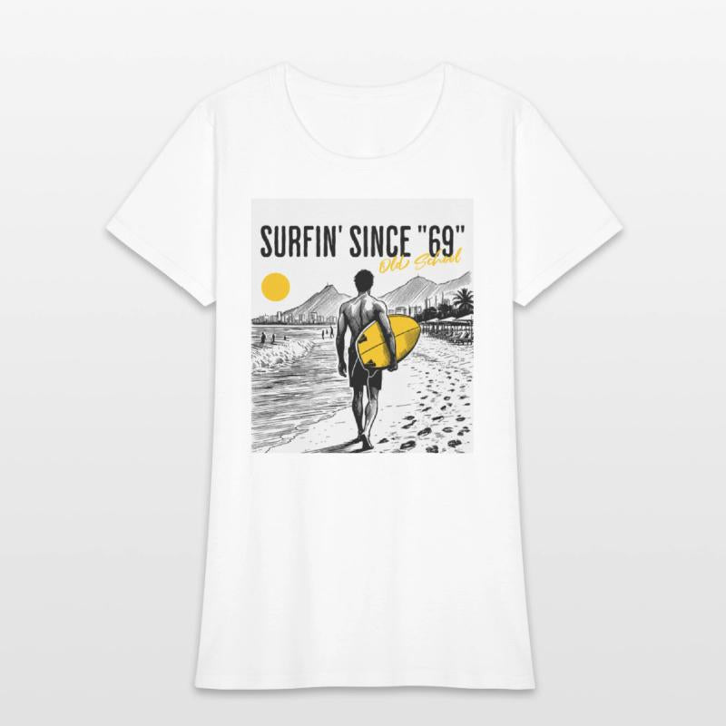 Surfer old school w background