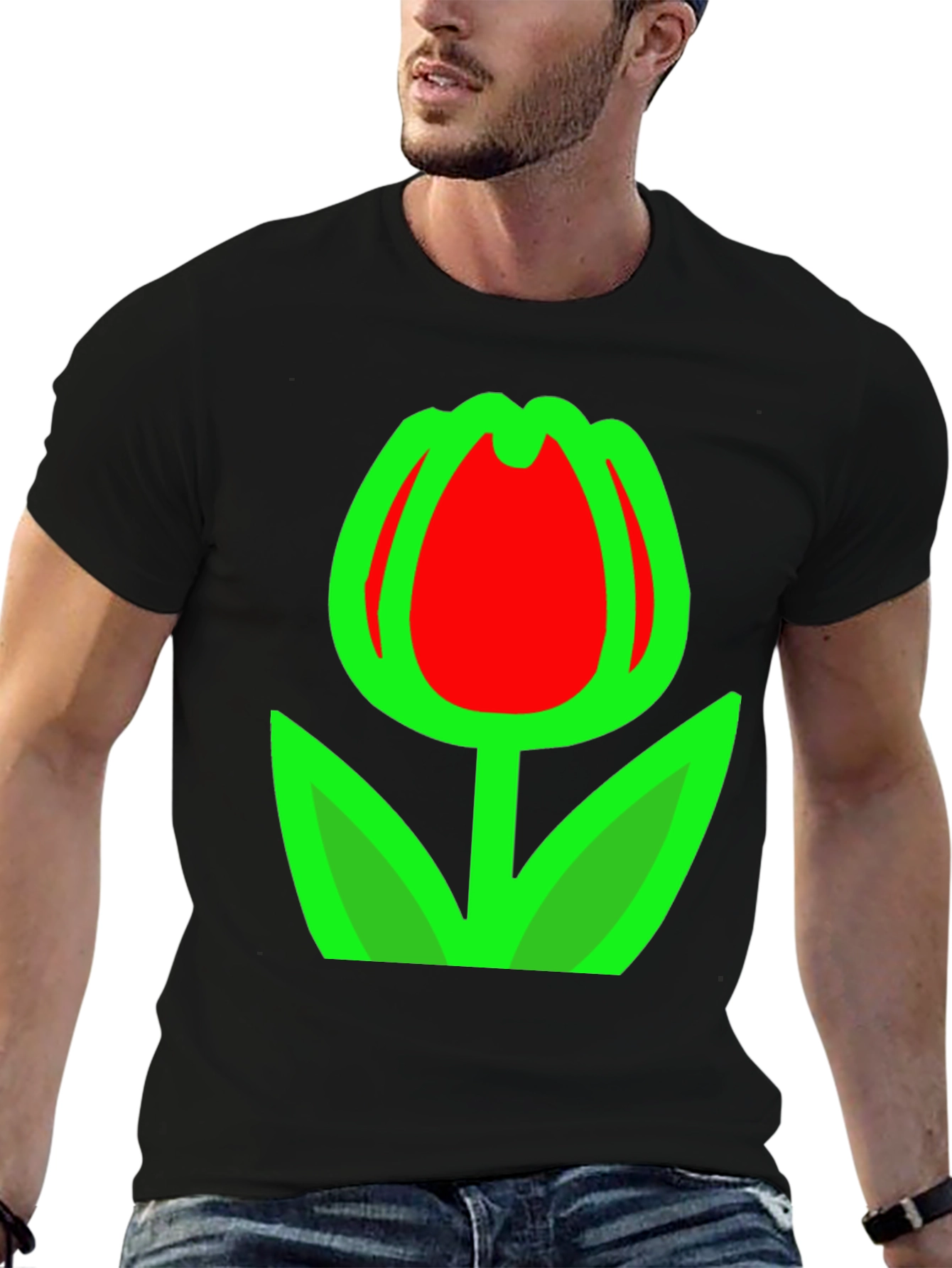 Tulip Graphic Black T-Shirt