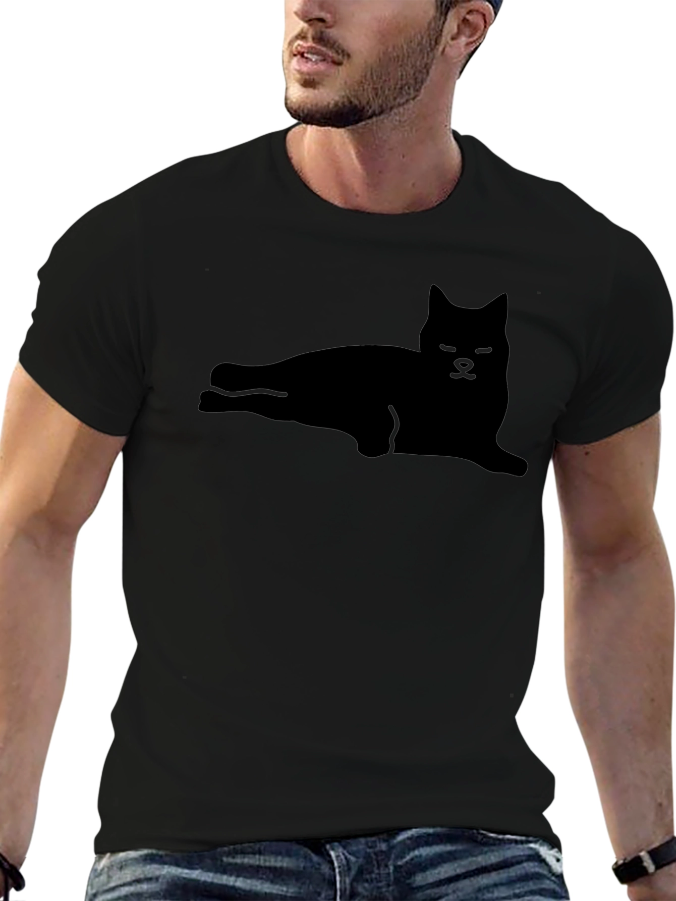 Cool Cat Silhouette Black T-Shirt
