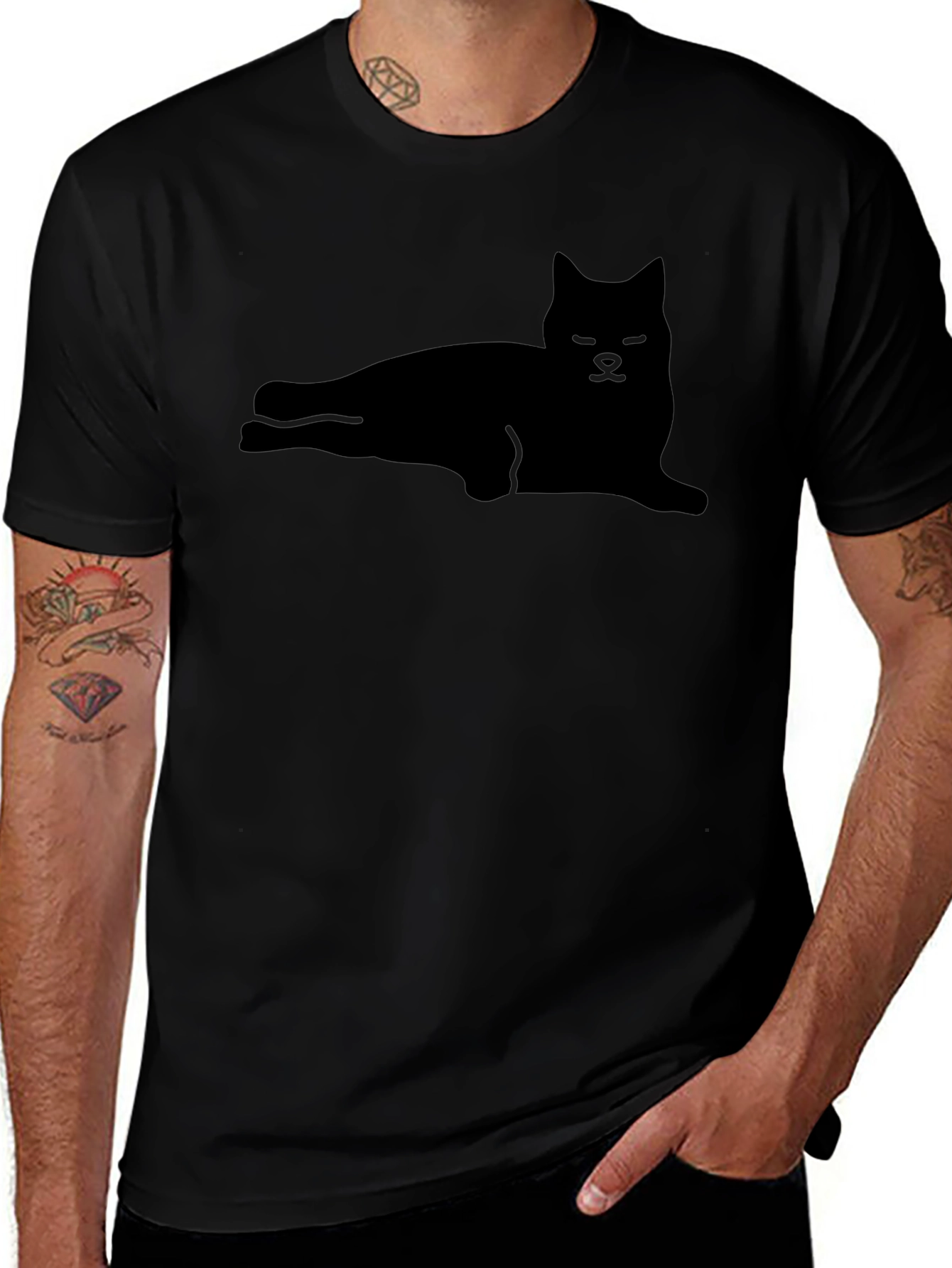 Cool Cat Silhouette Black T-Shirt
