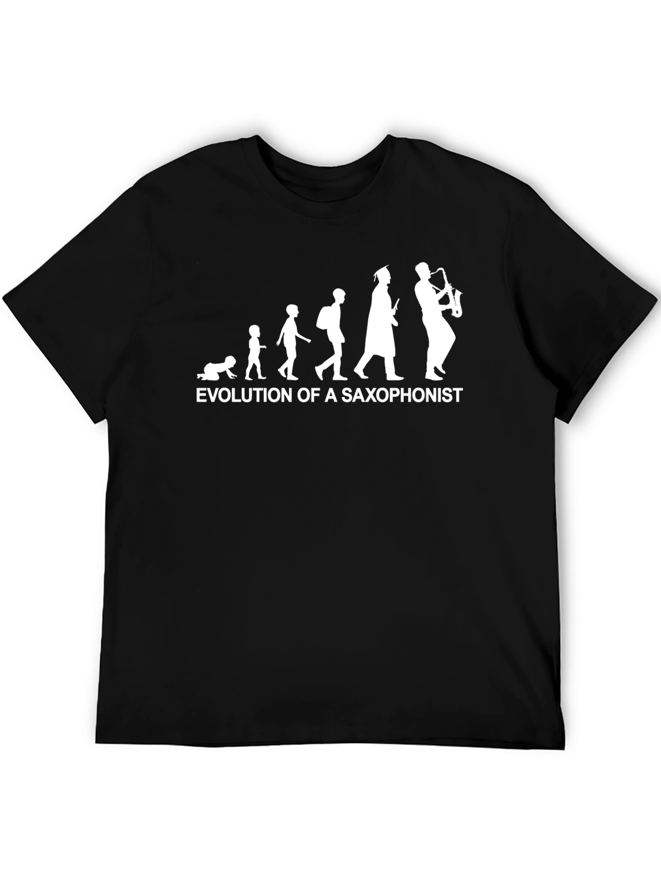 Evolution of Saxophonist Black Cotton T-Shirt