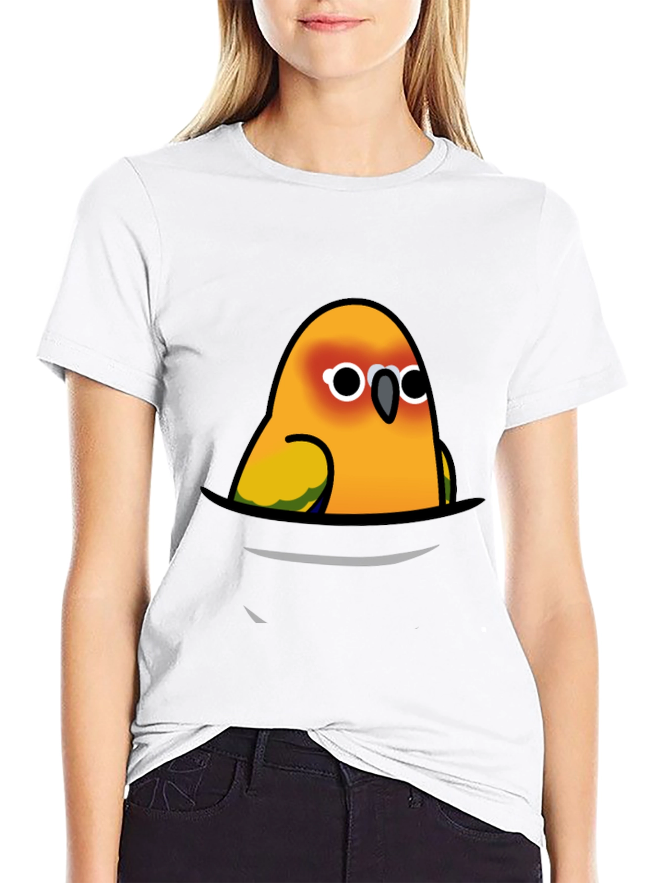 Parrot Pocket T-Shirt - Cute Bird Graphic Tee