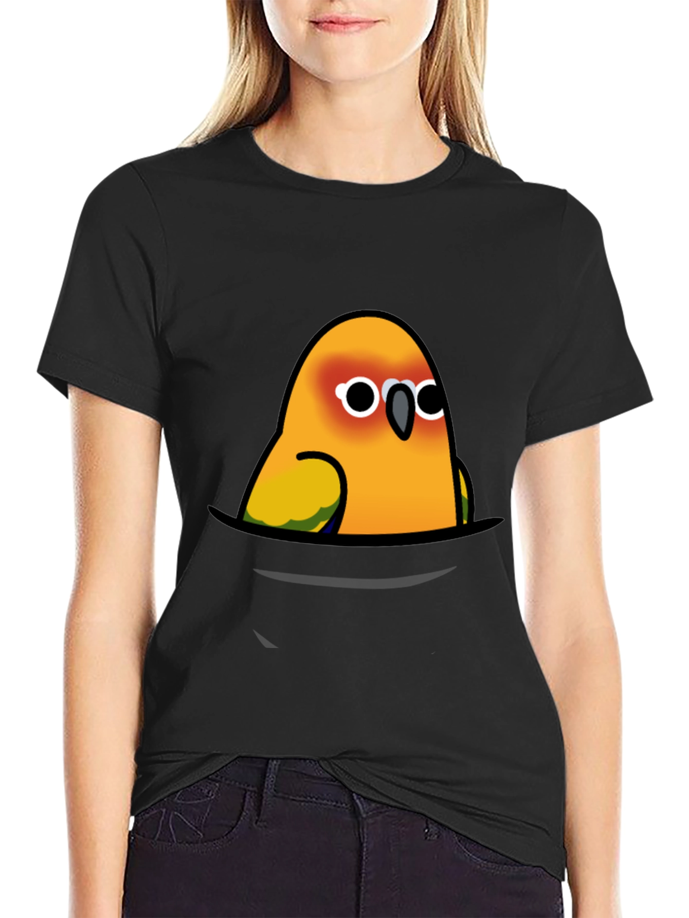 Parrot Pocket T-Shirt - Cute Bird Graphic Tee